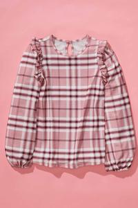 Girls Plaid You`re Here Top