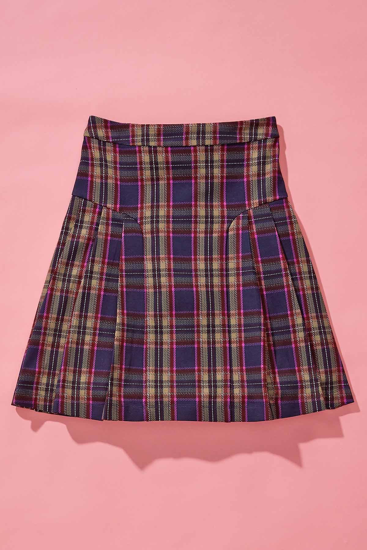 Girls Preppy Plaid Mini Skirt