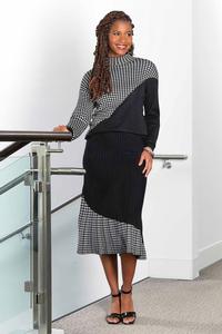  Colorblock Houndstooth Skirt
