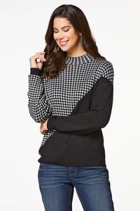 Colorblock Houndstooth Sweater