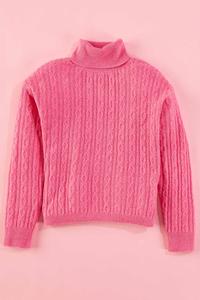 Girls Pink Turtleneck Sweater