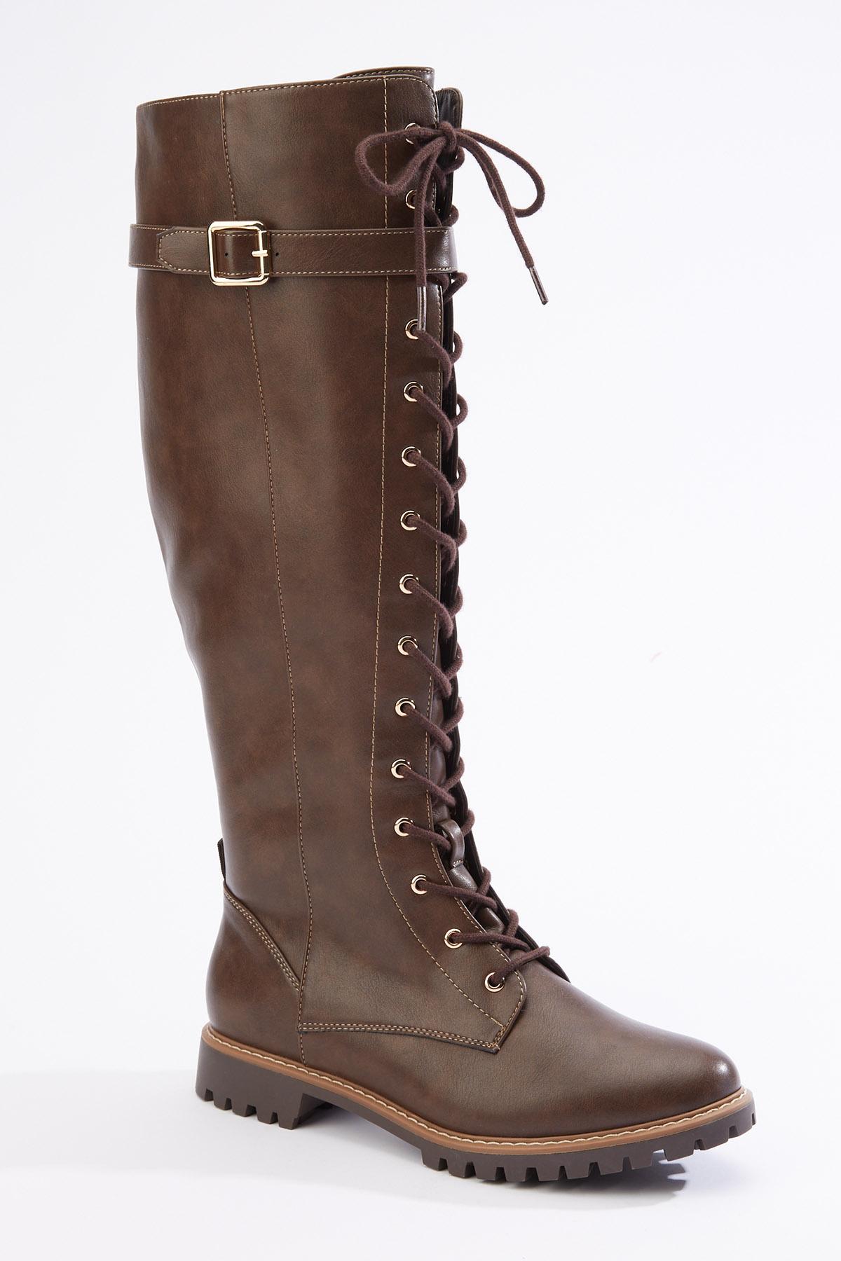 Lace-Up Lug Riding Boots