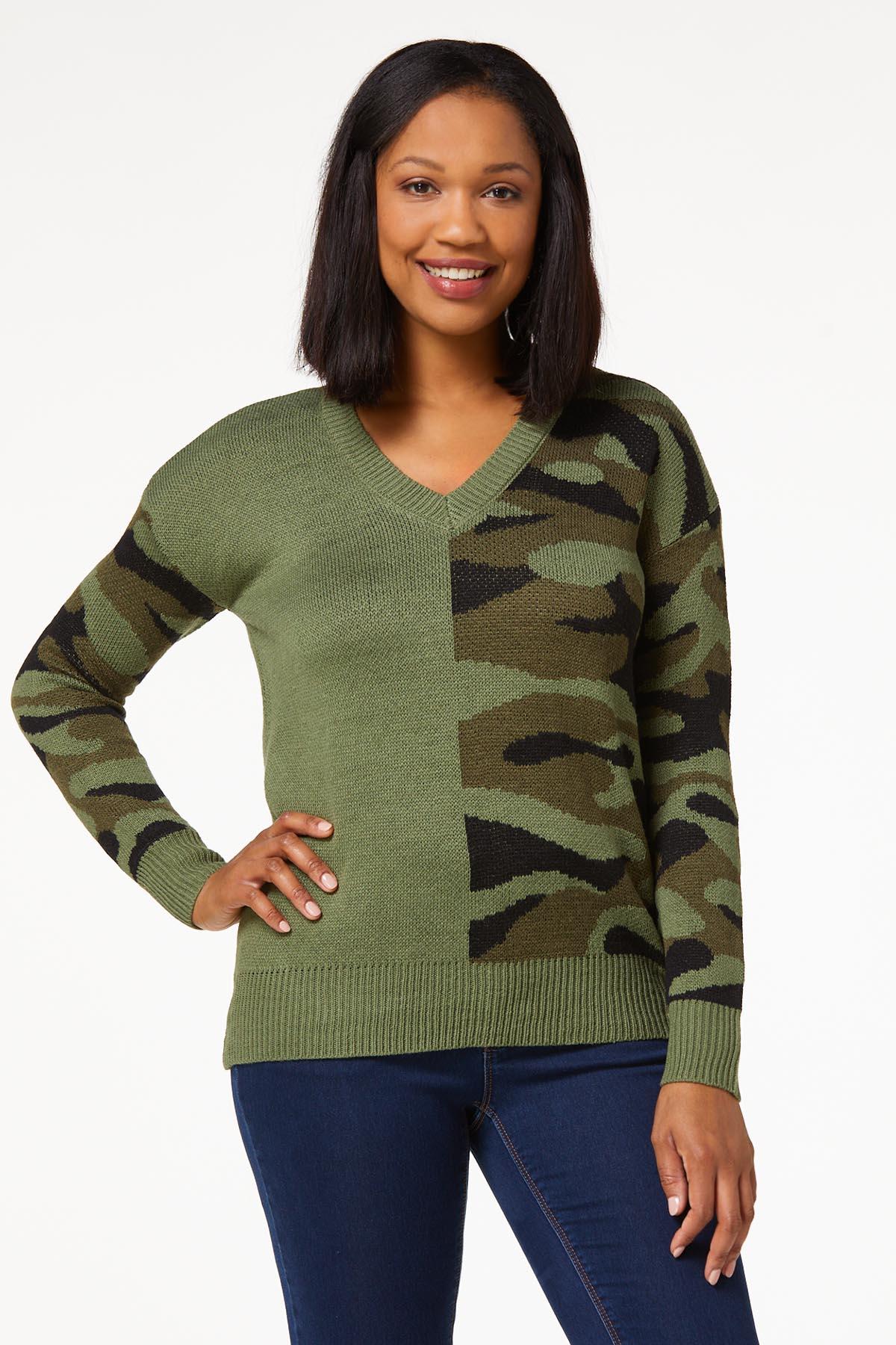 Camo V-Neck Sweater