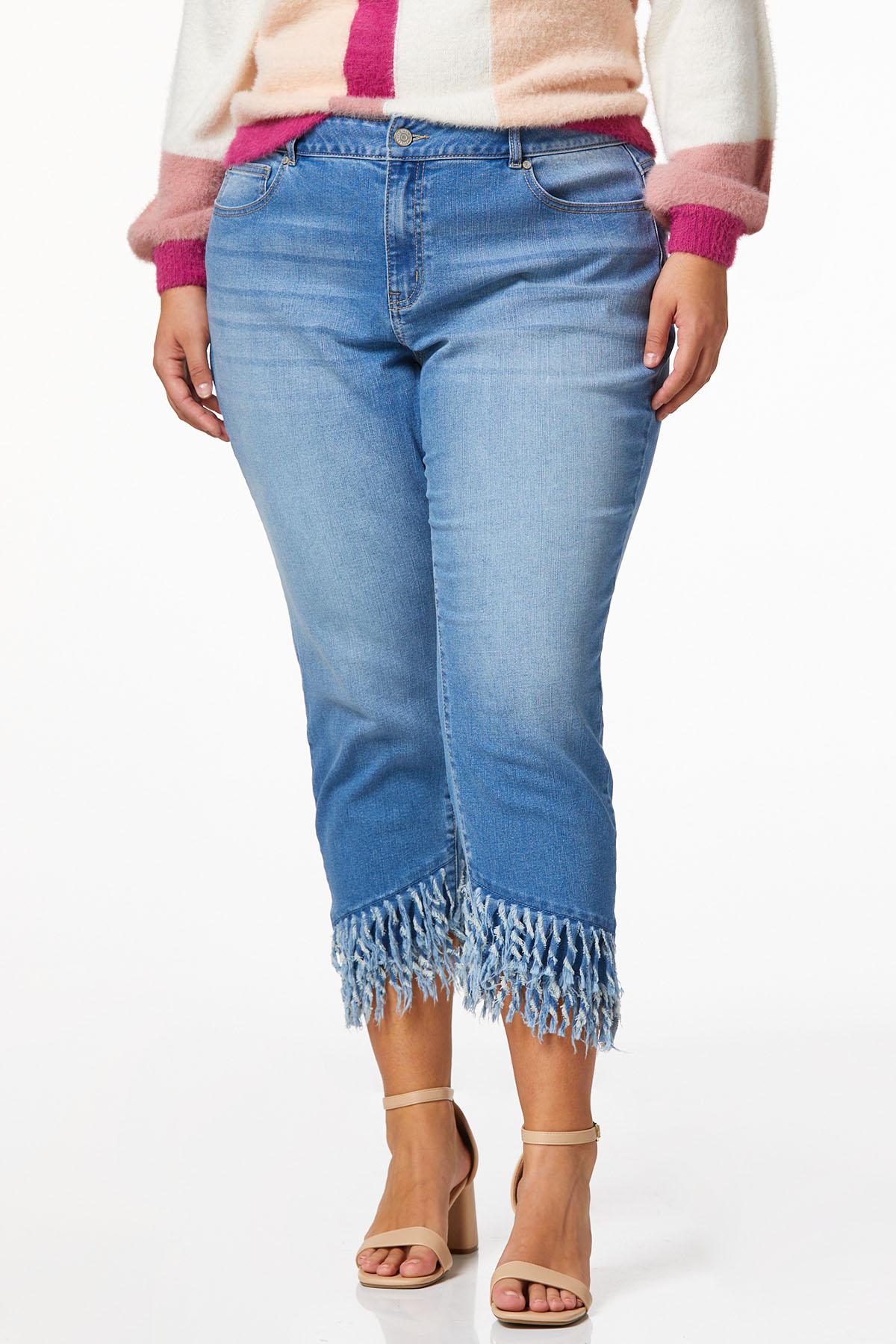 Cato Fashions  Cato Plus Size Cropped Twisty Fringe Jeans