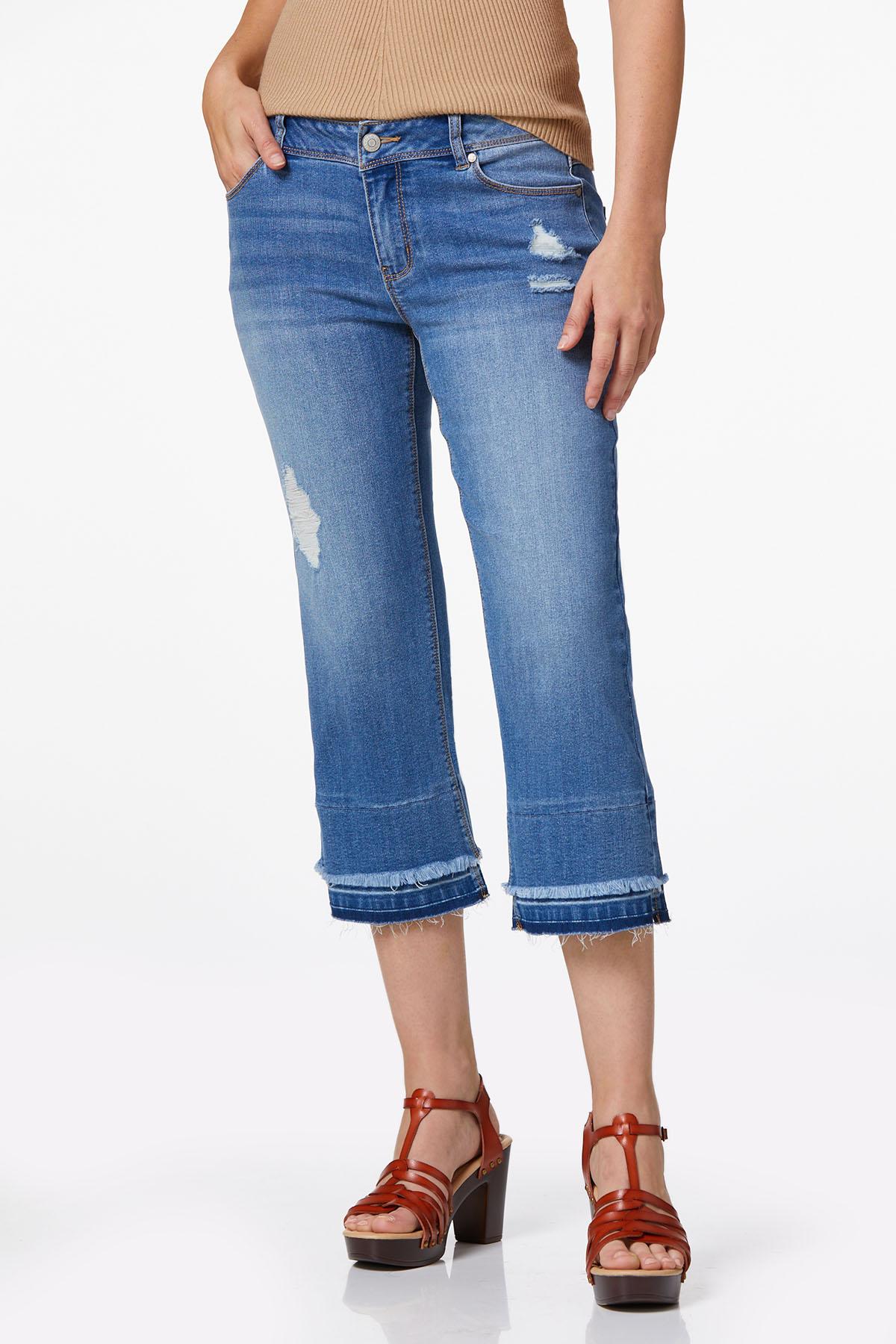 Cato Fashions  Cato Cropped Layered Frayed Jeans