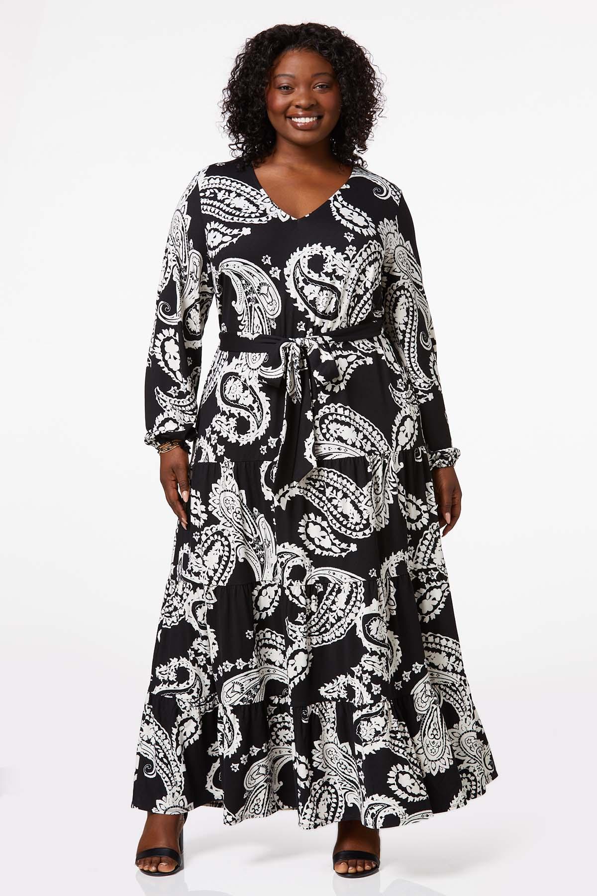 Cato Fashions  Cato Plus Size Contrast Paisley Tie Waist Dress