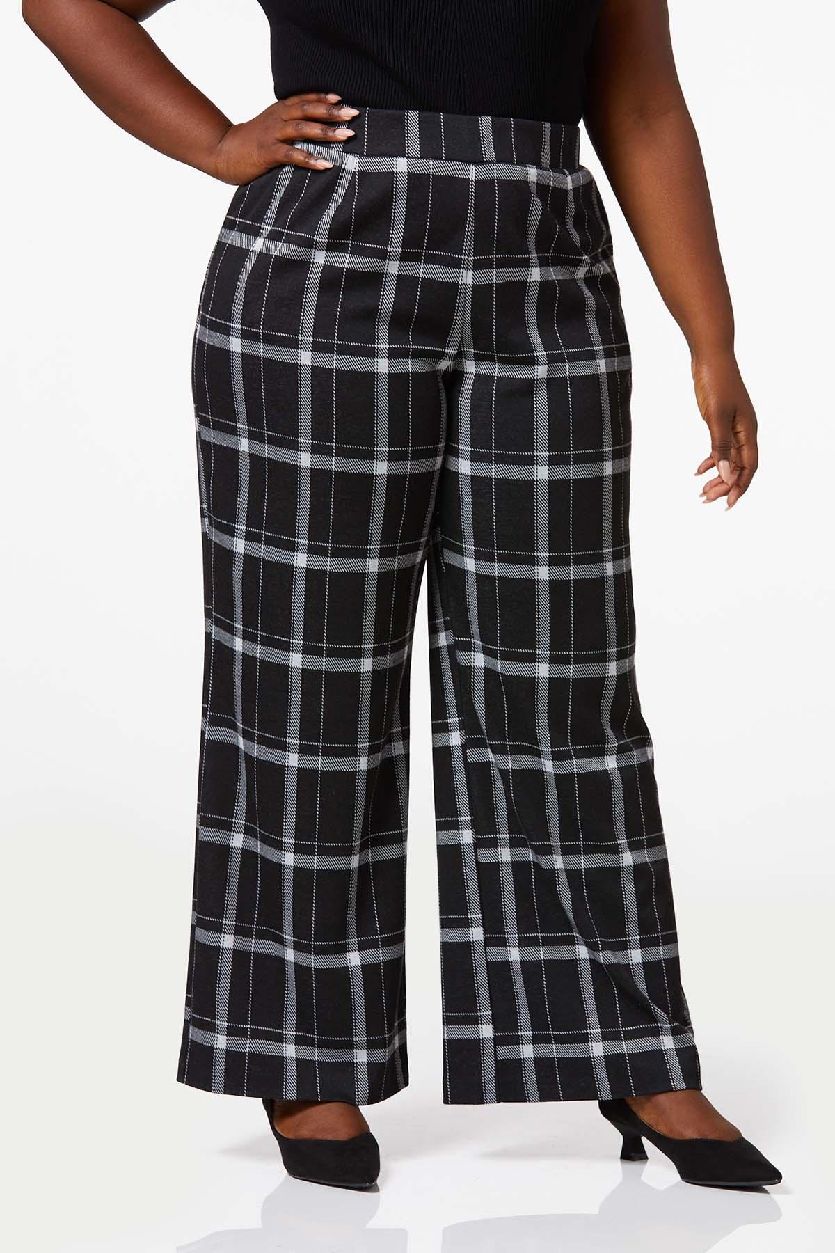 Plus Size Elegant Pants Women's Plus Plaid Print Elastic - Temu