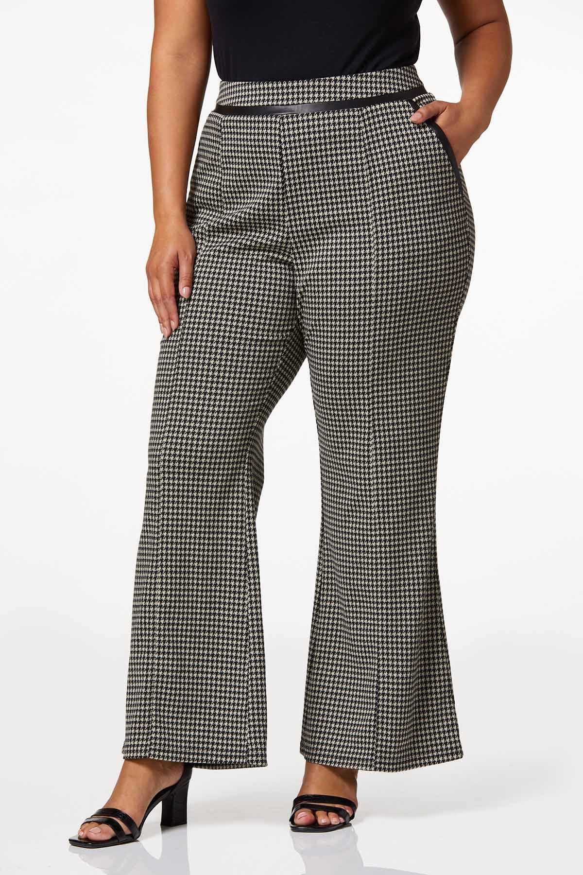 Cato Fashions  Cato Plus Size Houndstooth Faux Leather Trim Pants