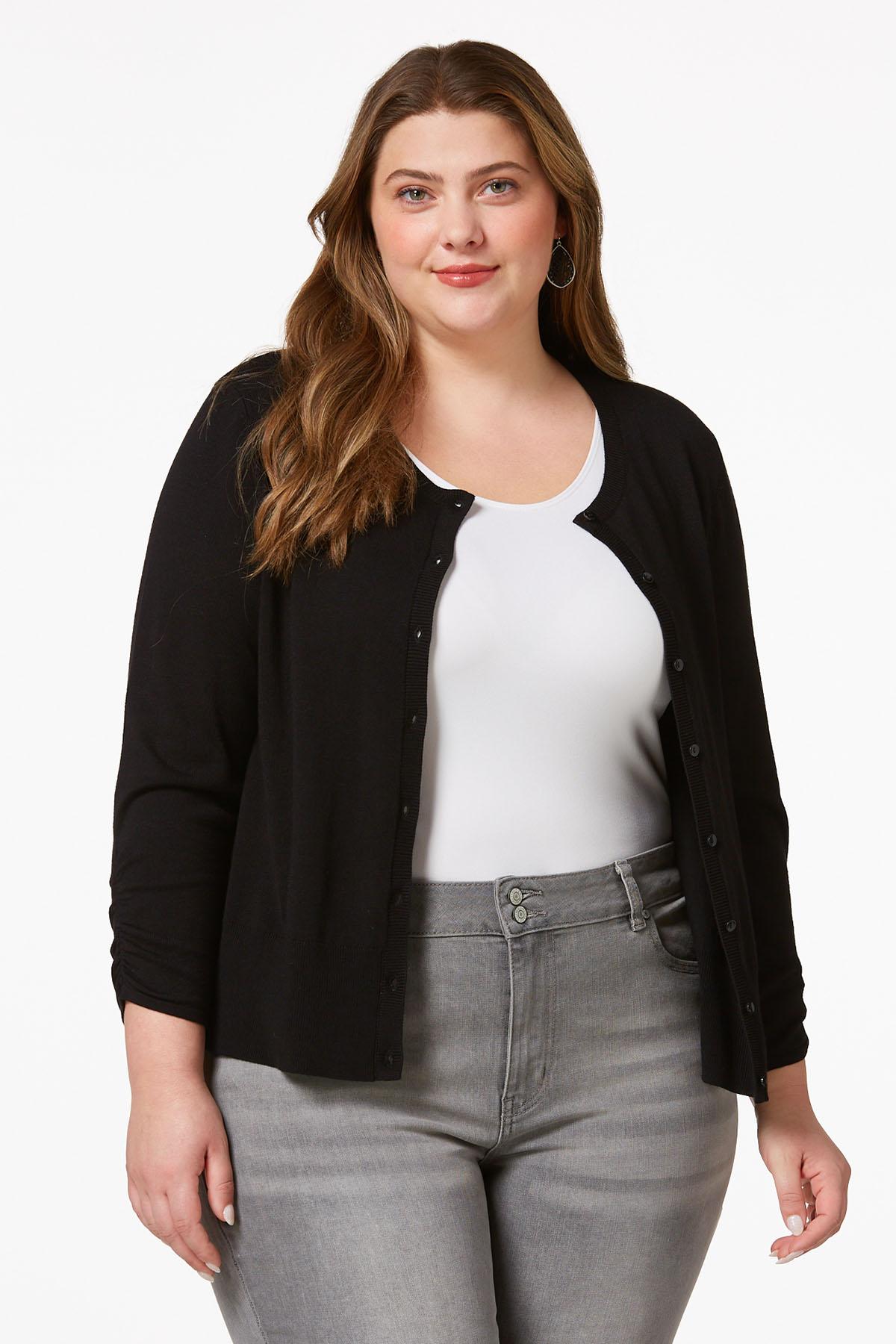 Cato Fashions  Cato Plus Size Ruched Sleeve Cardigan