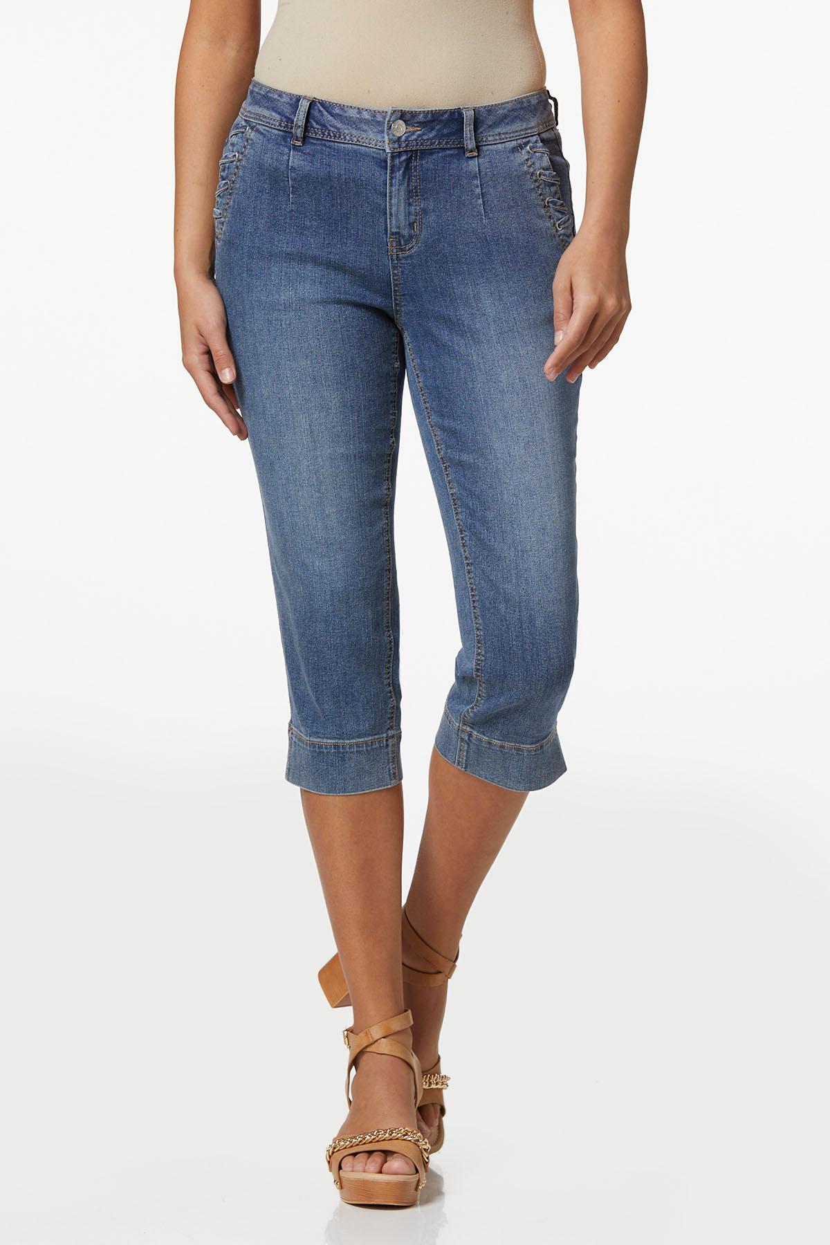Cato Fashions  Cato Cropped Lace Up Pocket Jeans