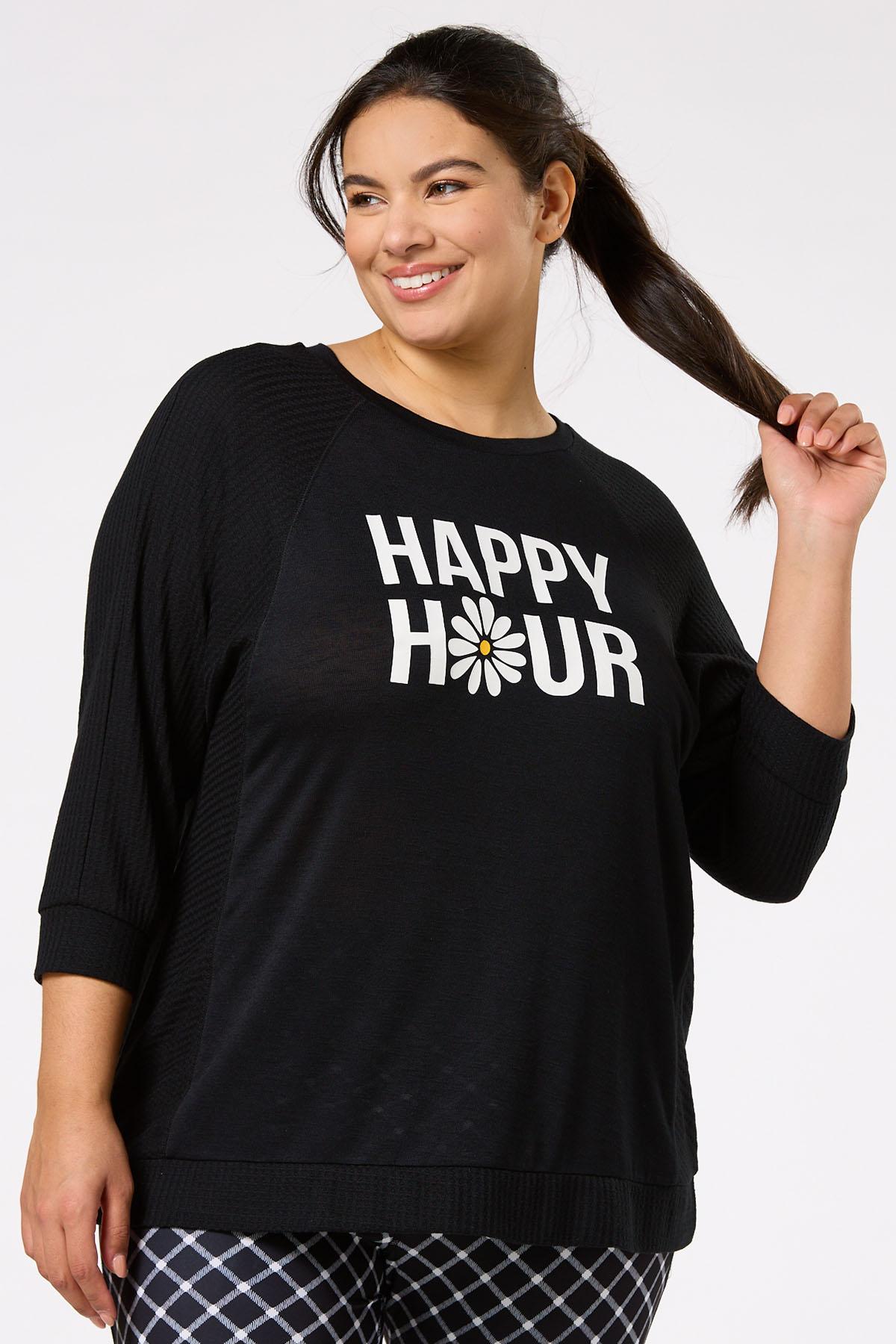 Cato Fashions  Cato Plus Size Happy Hour Waffle Top