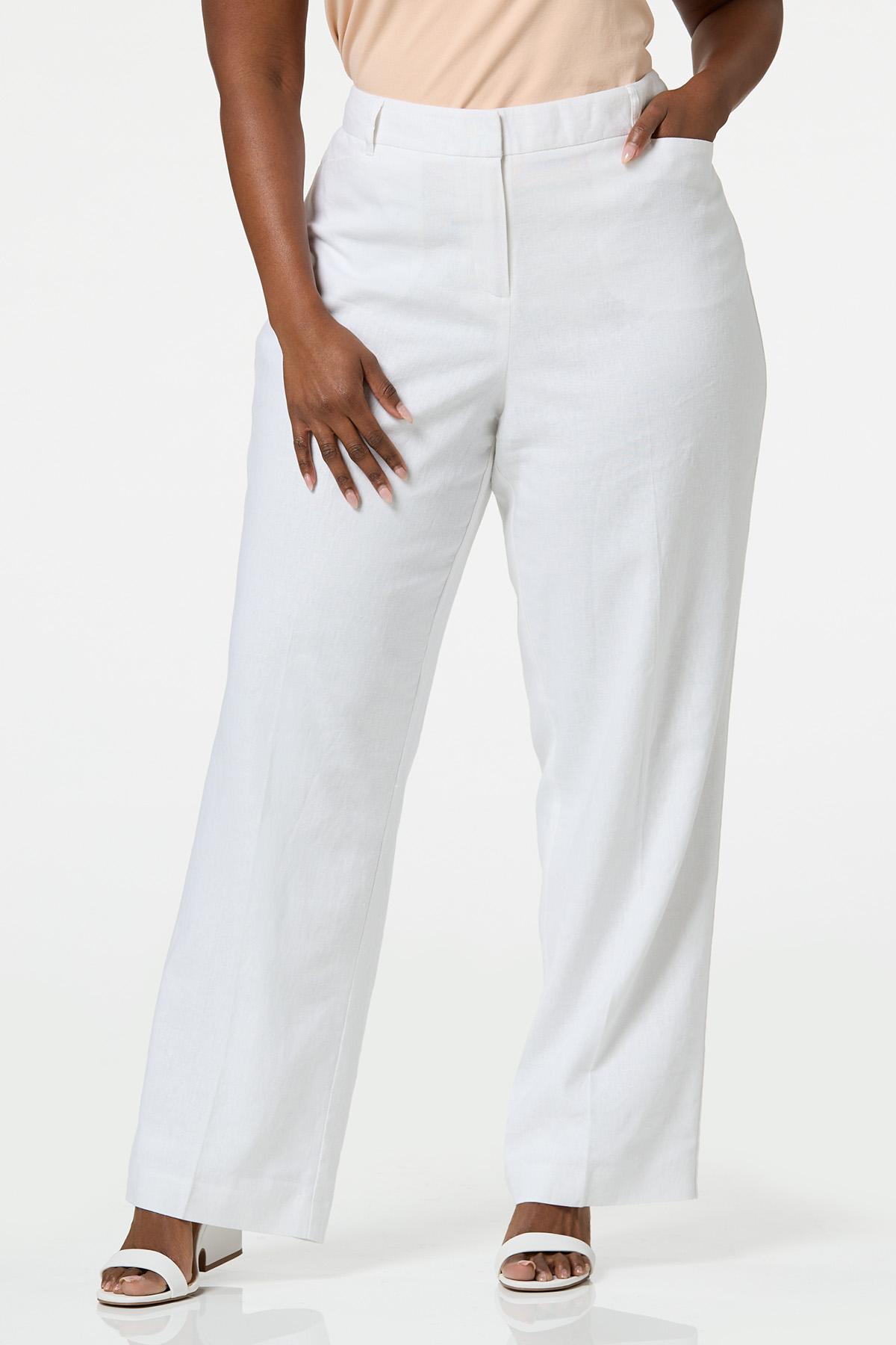 Cato Fashions  Cato Plus Size White Linen Trousers