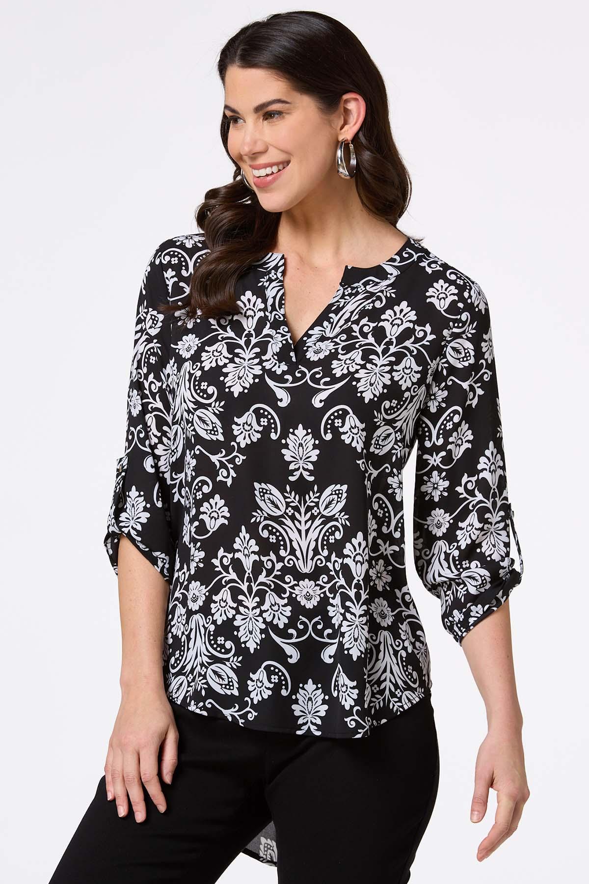 Black And White Floral Tunic