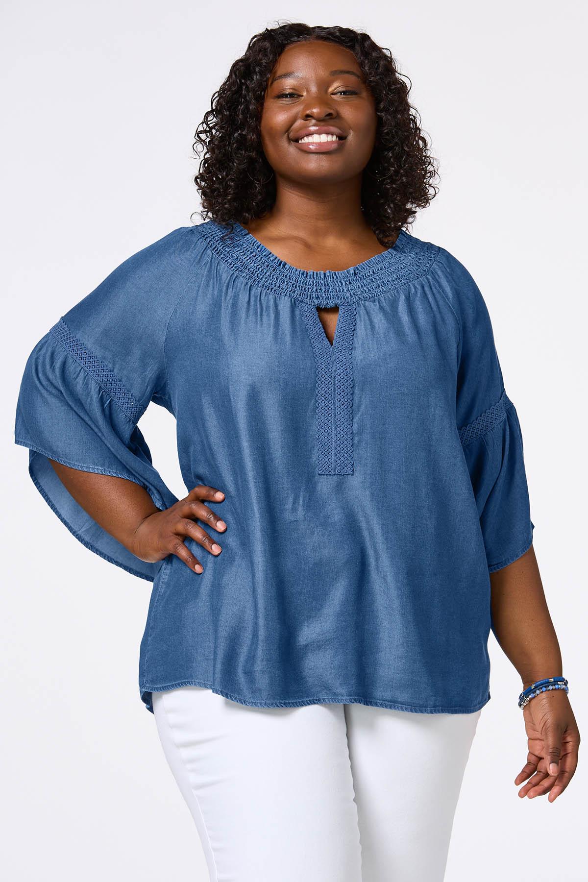 Cato Fashions  Cato Plus Size Chambray Smocked Top