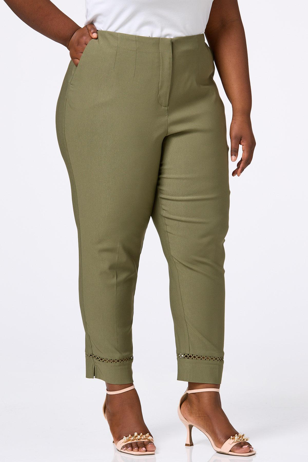 CATO Women's J/M Petite Slim Bengaline Pants - Olive, 6P