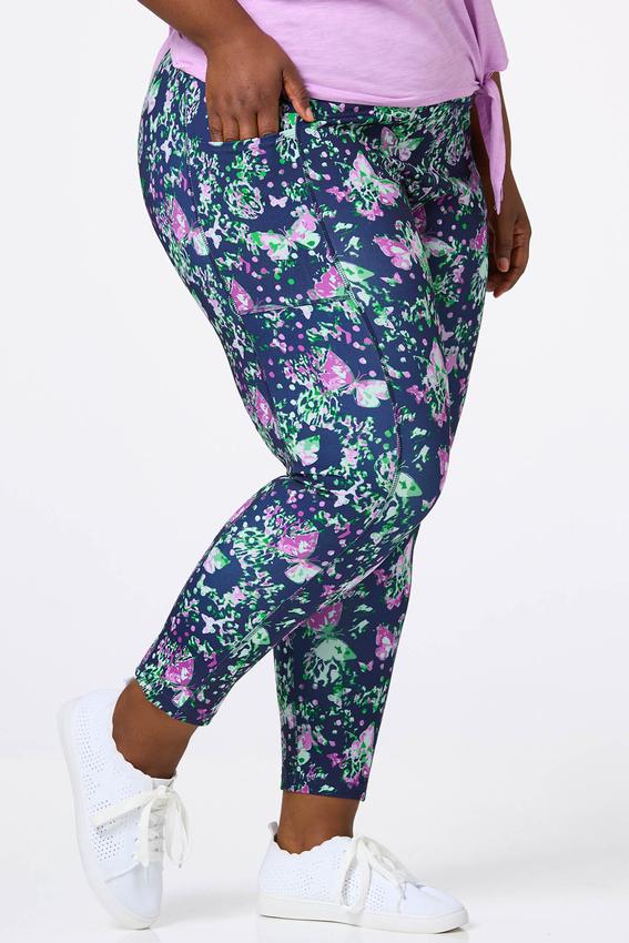 Cato Fashions | Cato Plus Size Cropped Blue Butterfly Leggings