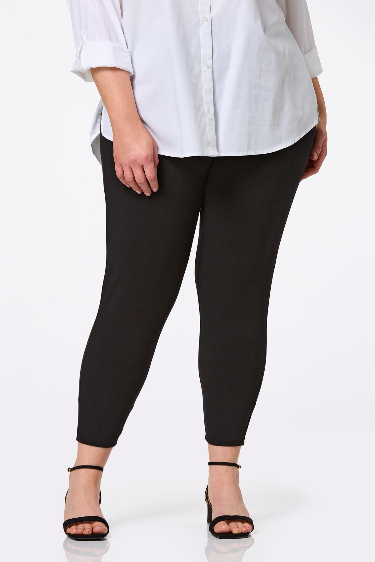 Plus Size Ruched Hem Solid Cropped Leggings