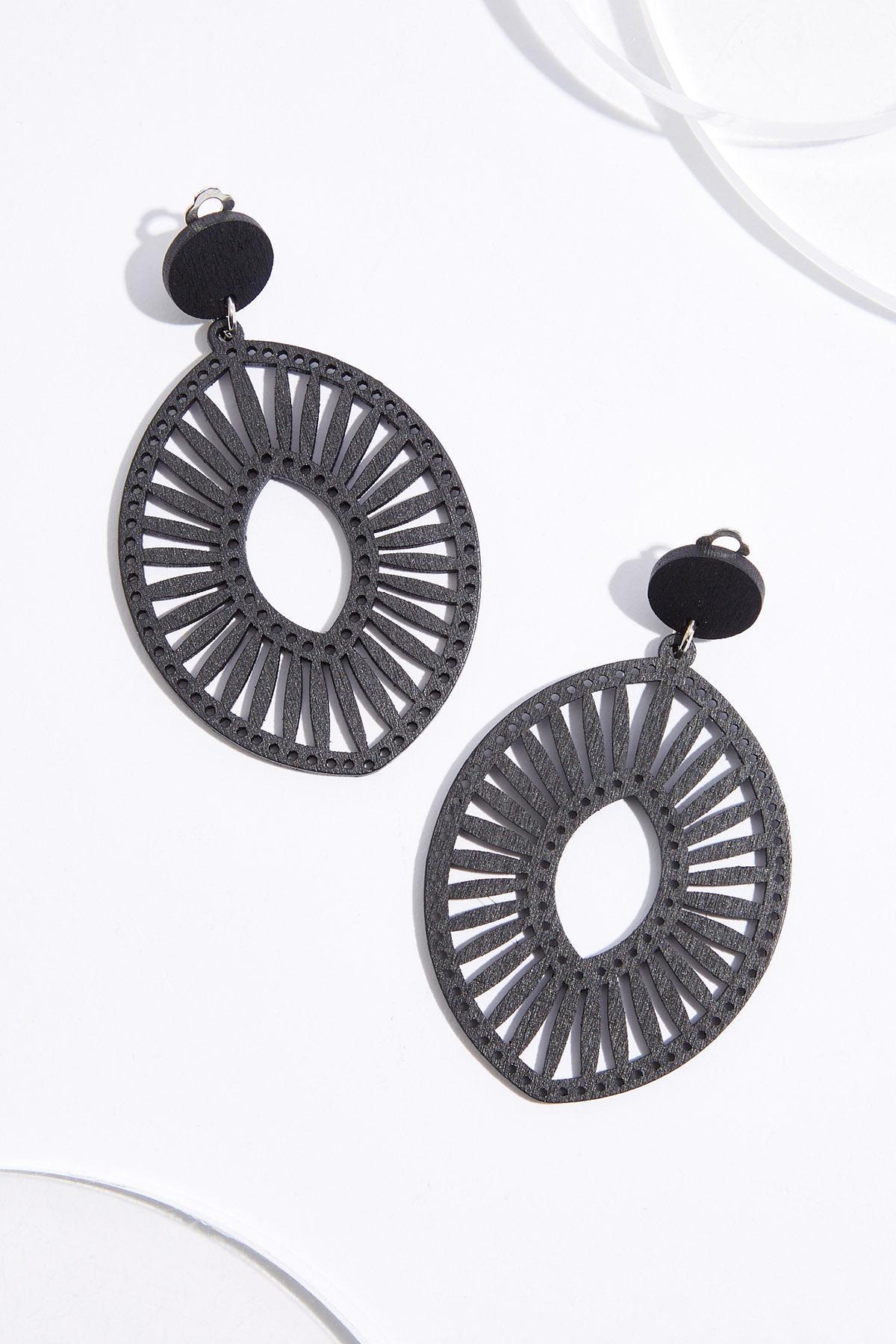Cato Fashions Cato Wood Fan Clip On Earrings