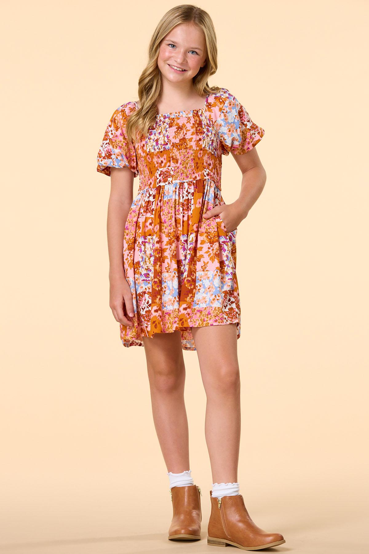 Patchwork floral dress sale