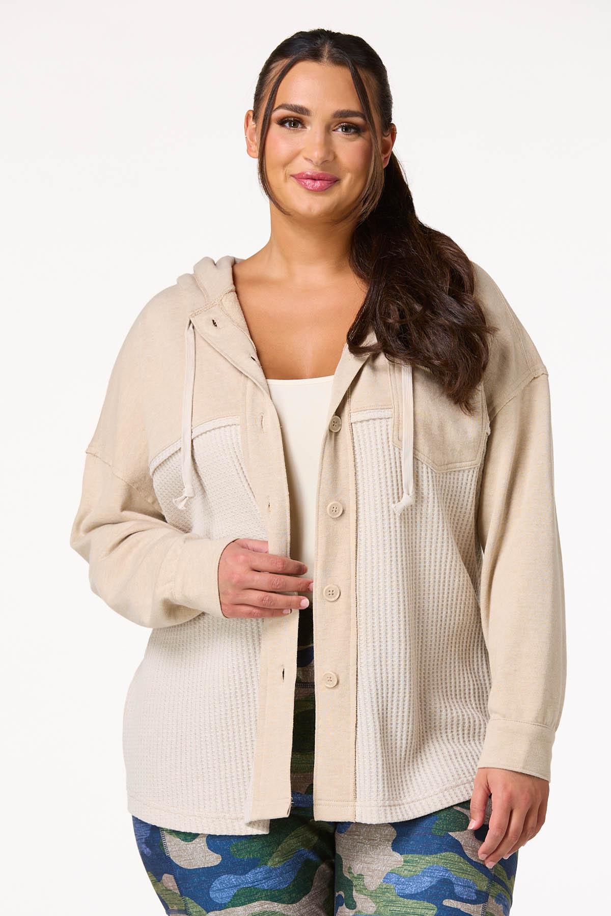 Cato Plus Size Mixed Waffled Shacket