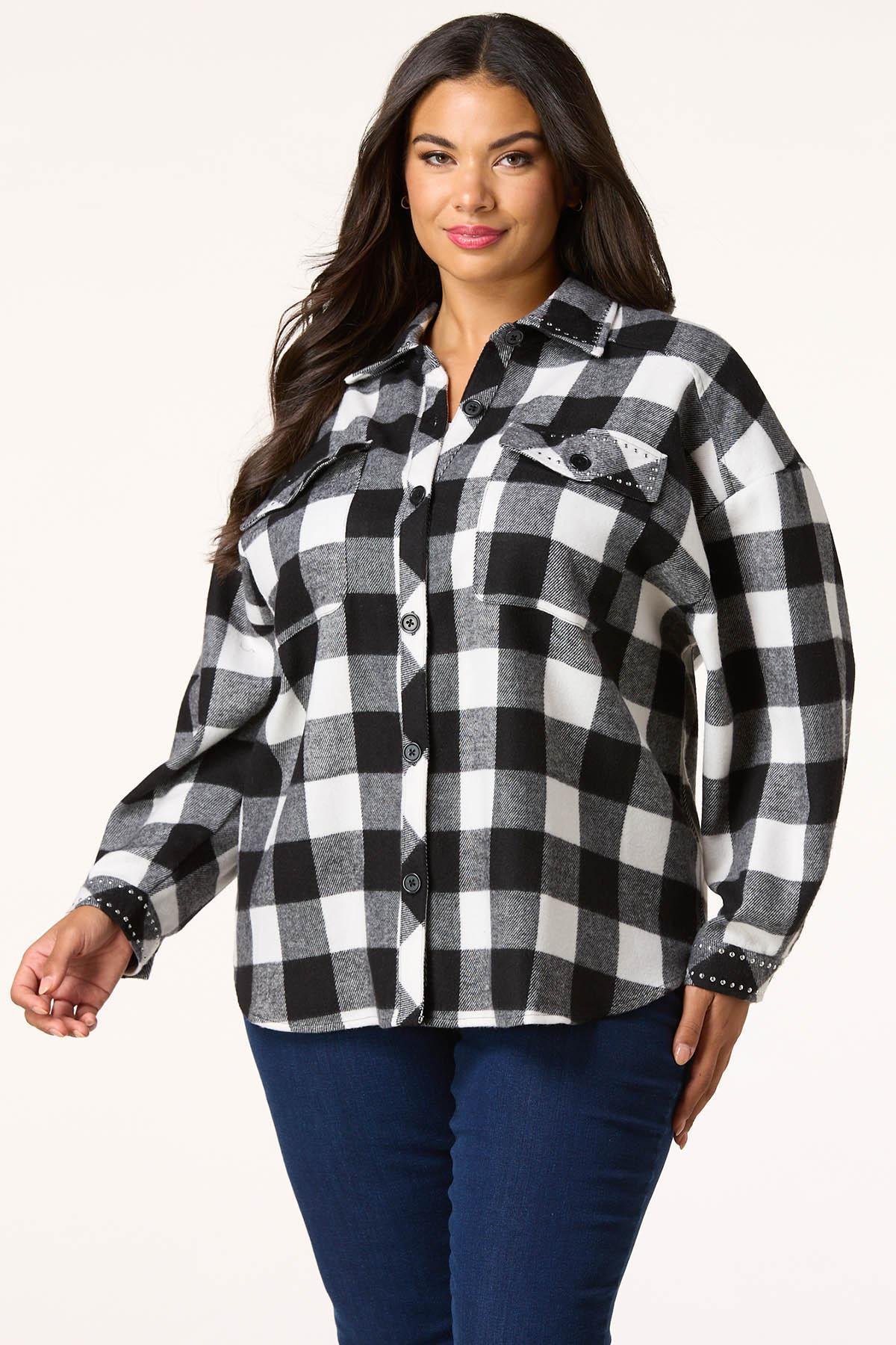 Womens plus size buffalo plaid shirt discount
