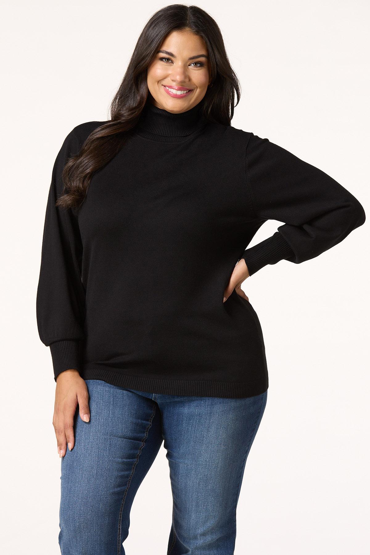 Plus size black turtleneck sweater sale