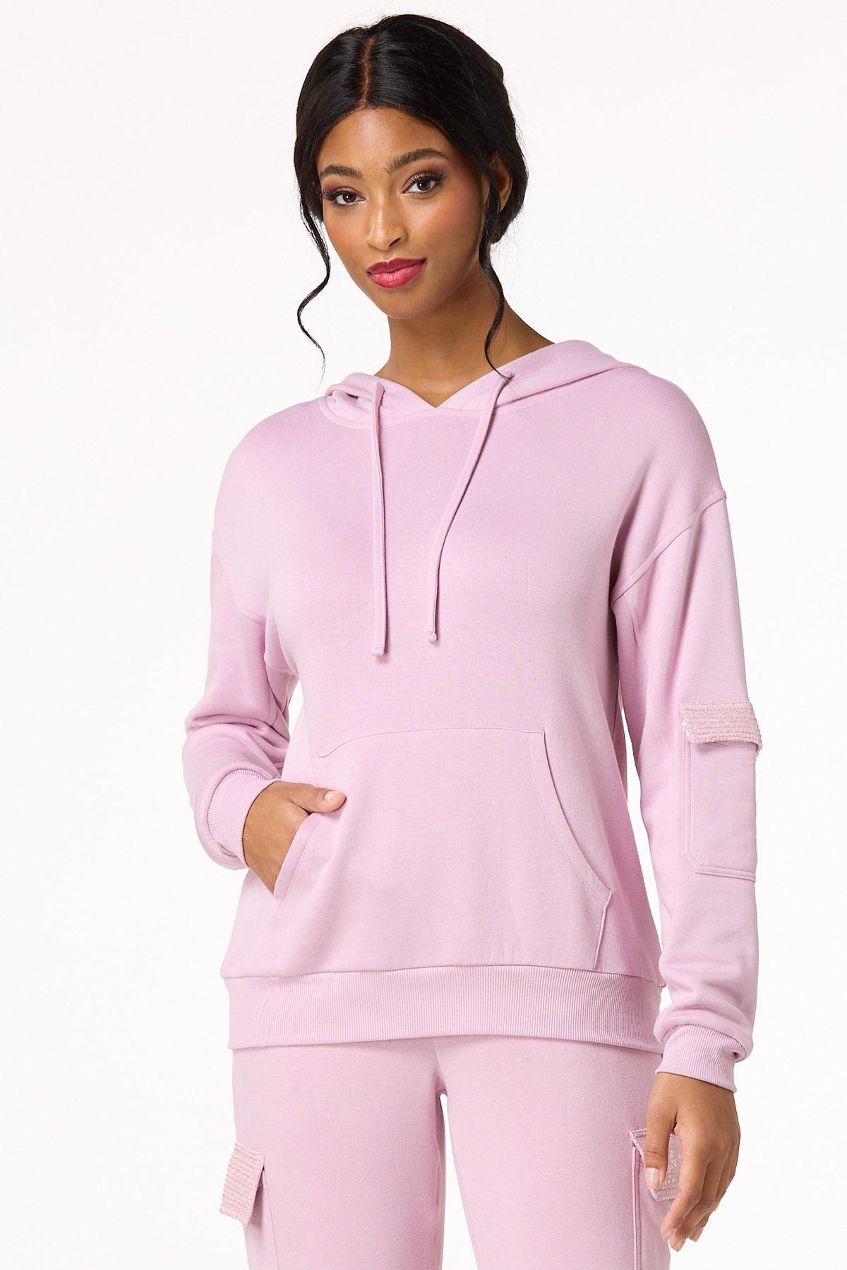 Pink drawstring hoodie clearance