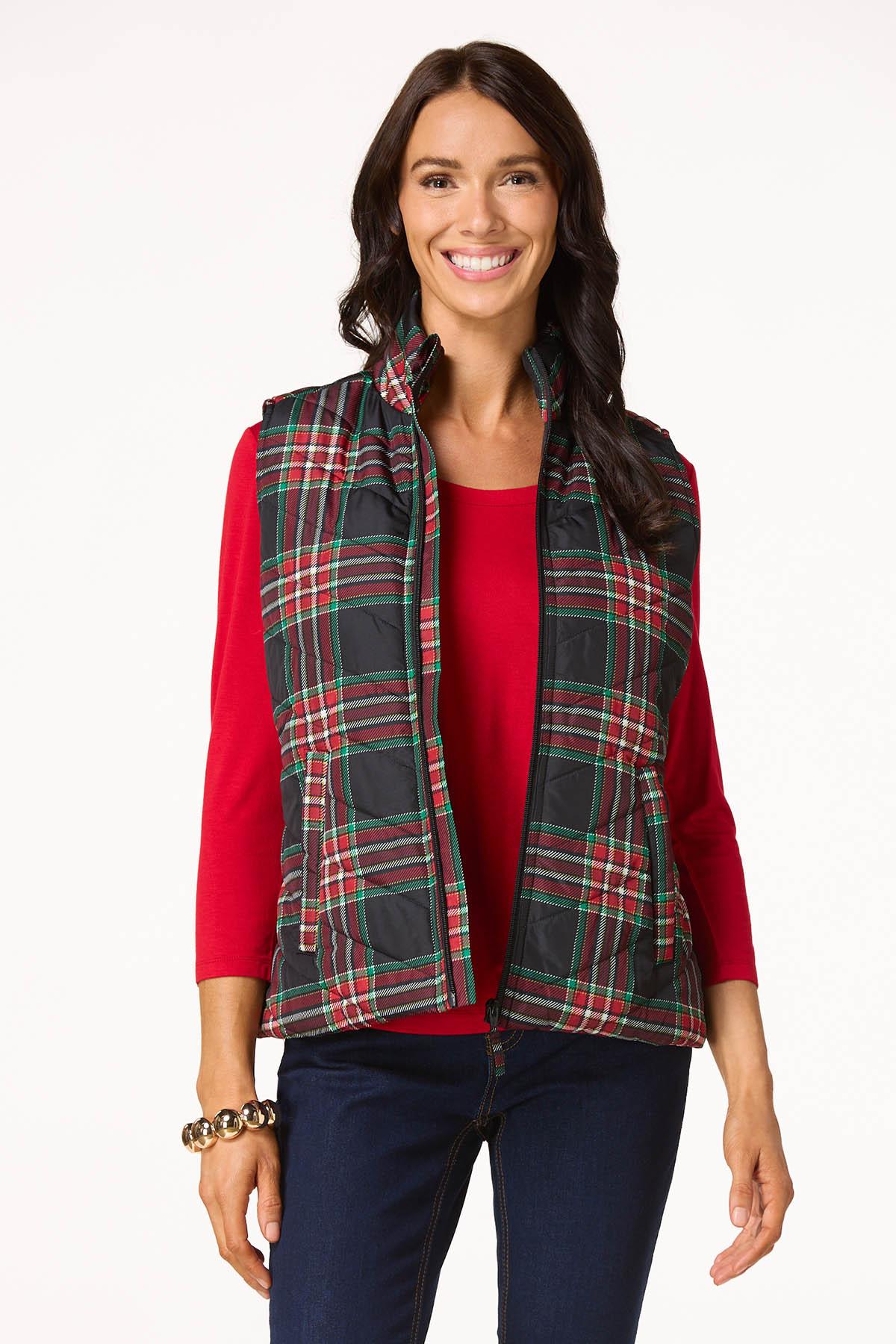 Holiday Plaid Vest Black