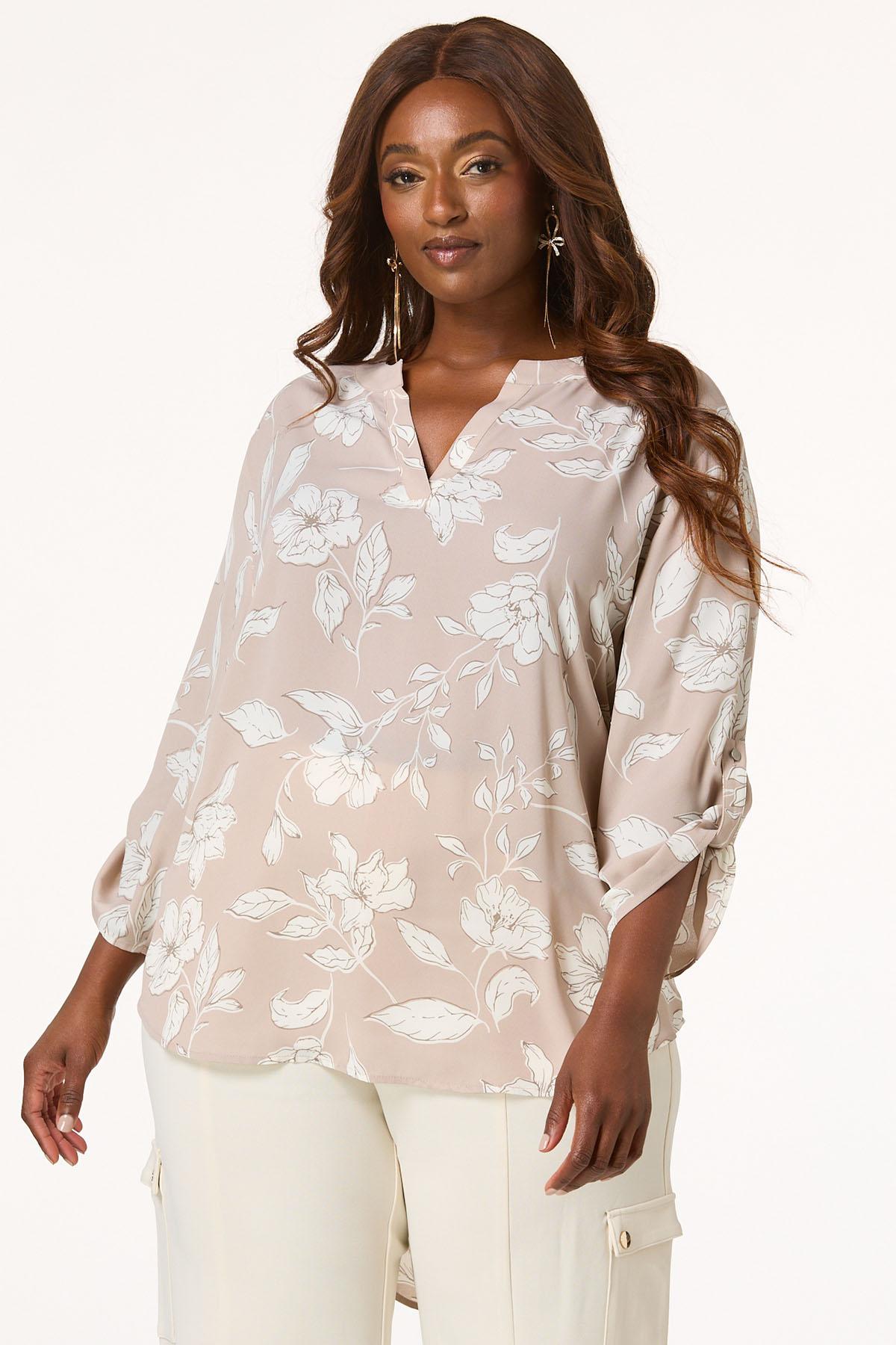 Women's plus size floral tops new arrivals
