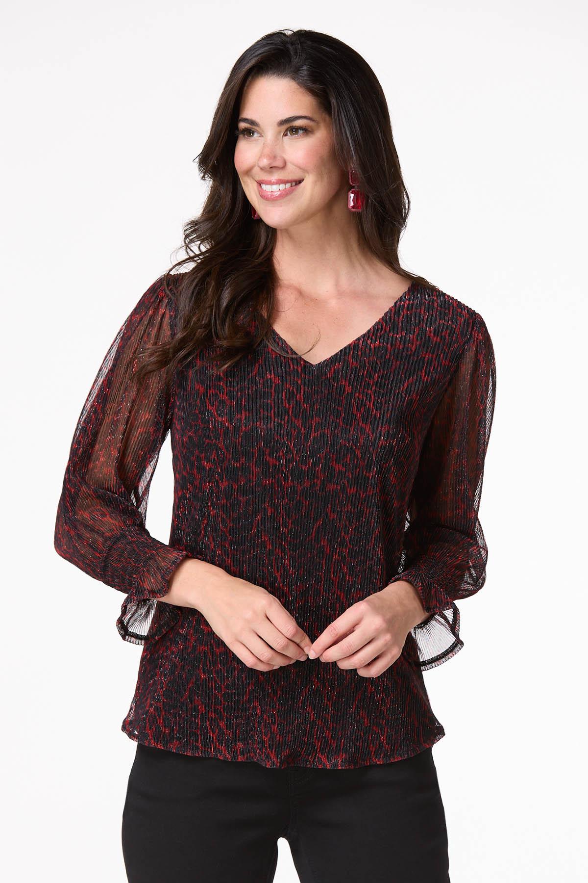 Red leopard blouse hotsell