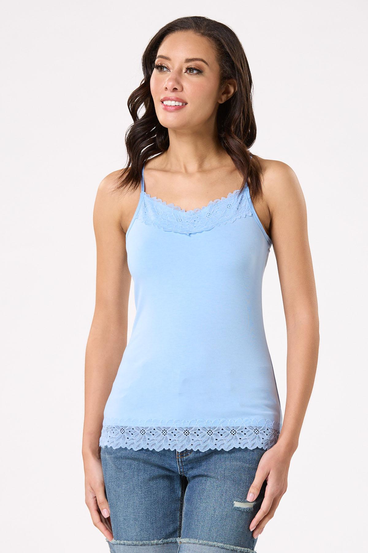 トップス Washer Lace Cami Tops Sandwash Lace Trim V Neck Swing Cami | maurices