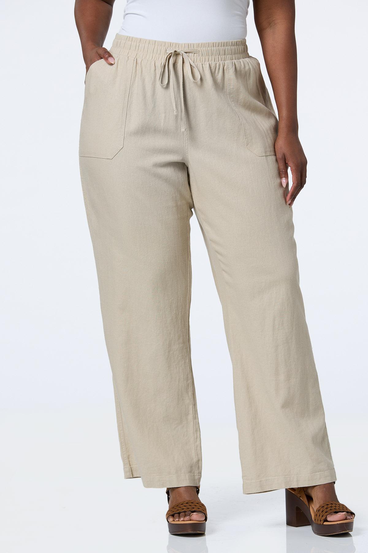  Cato Fashions | Cato Plus Petite Solid Linen Beach Pants