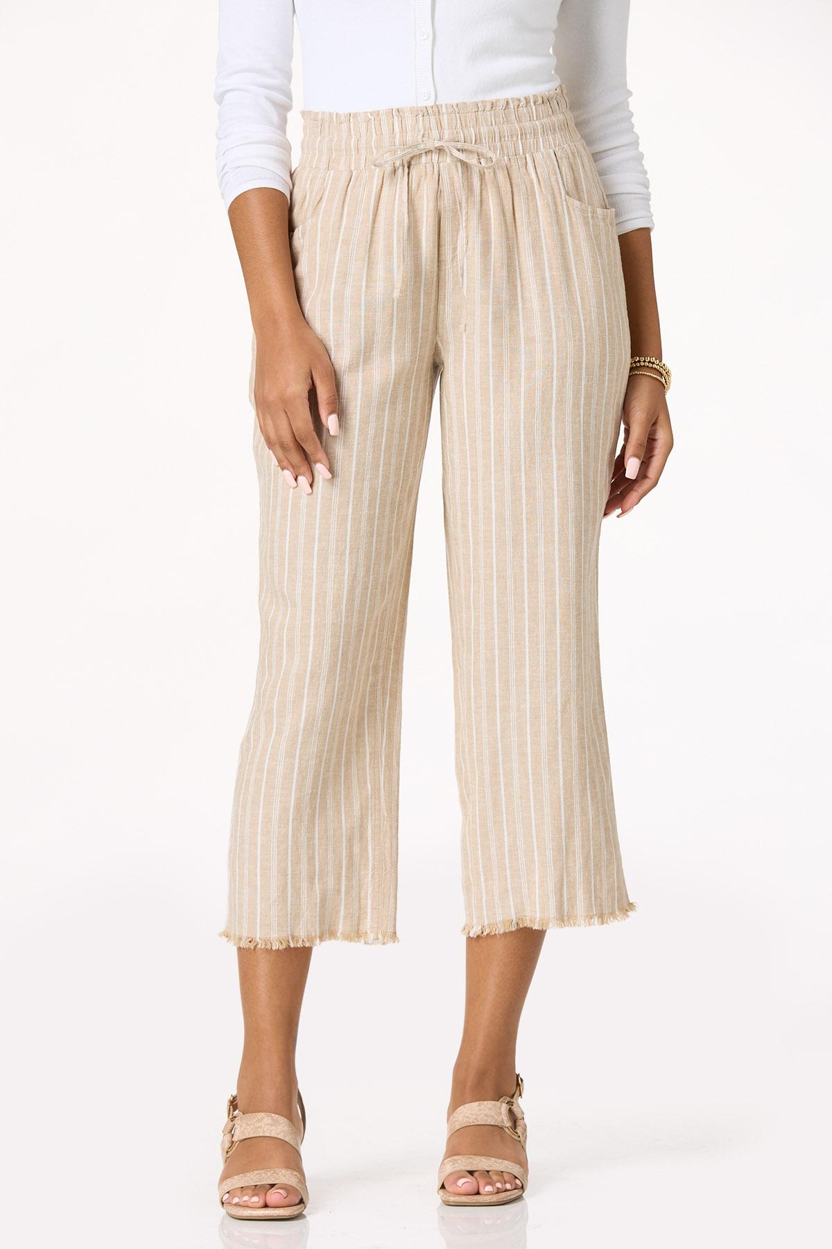 Amazon.com: Womens Stripes Cotton Linen Pants, Summer