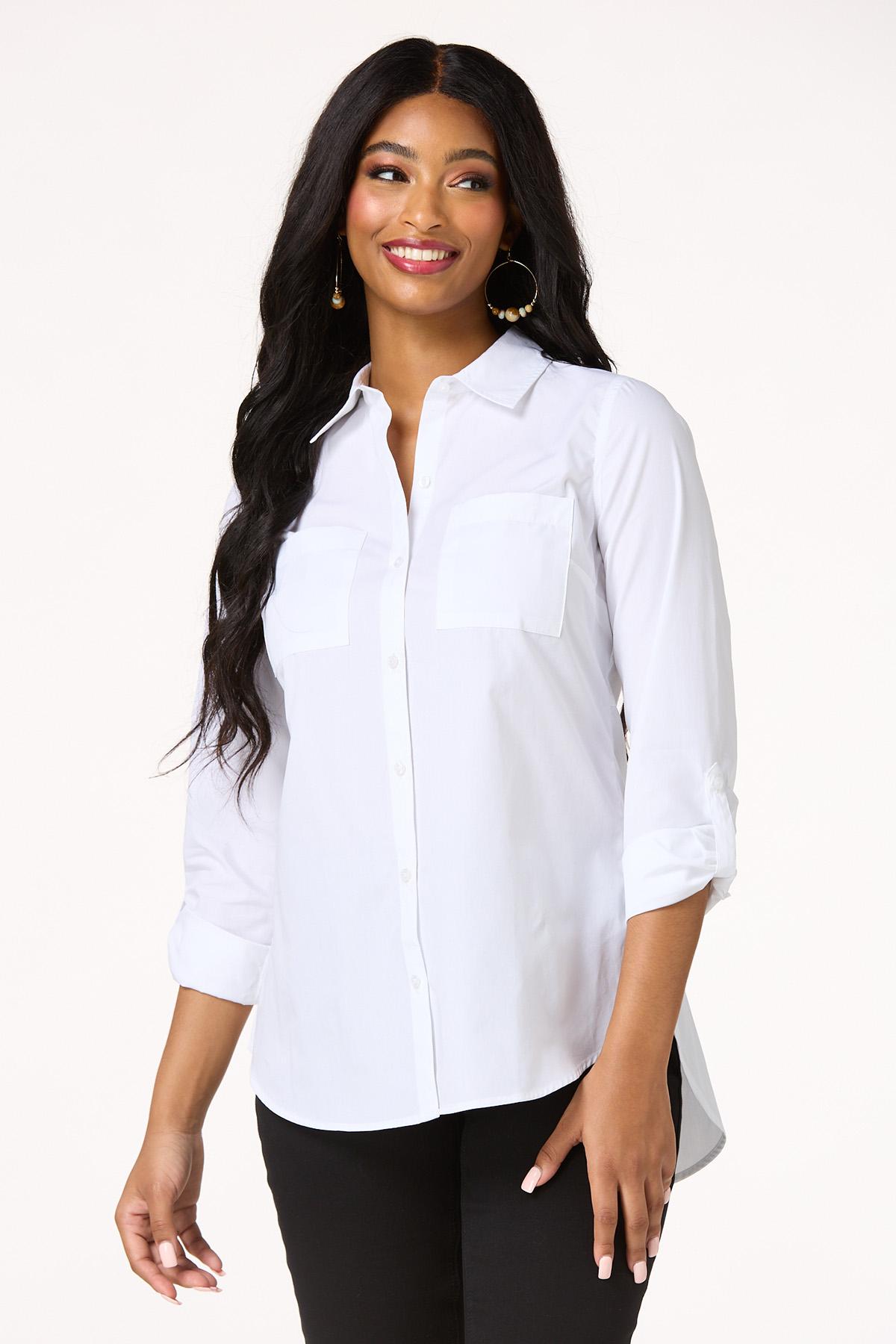 cATOホワイト Cato Fashions | Cato Button Down Back Solid White Top