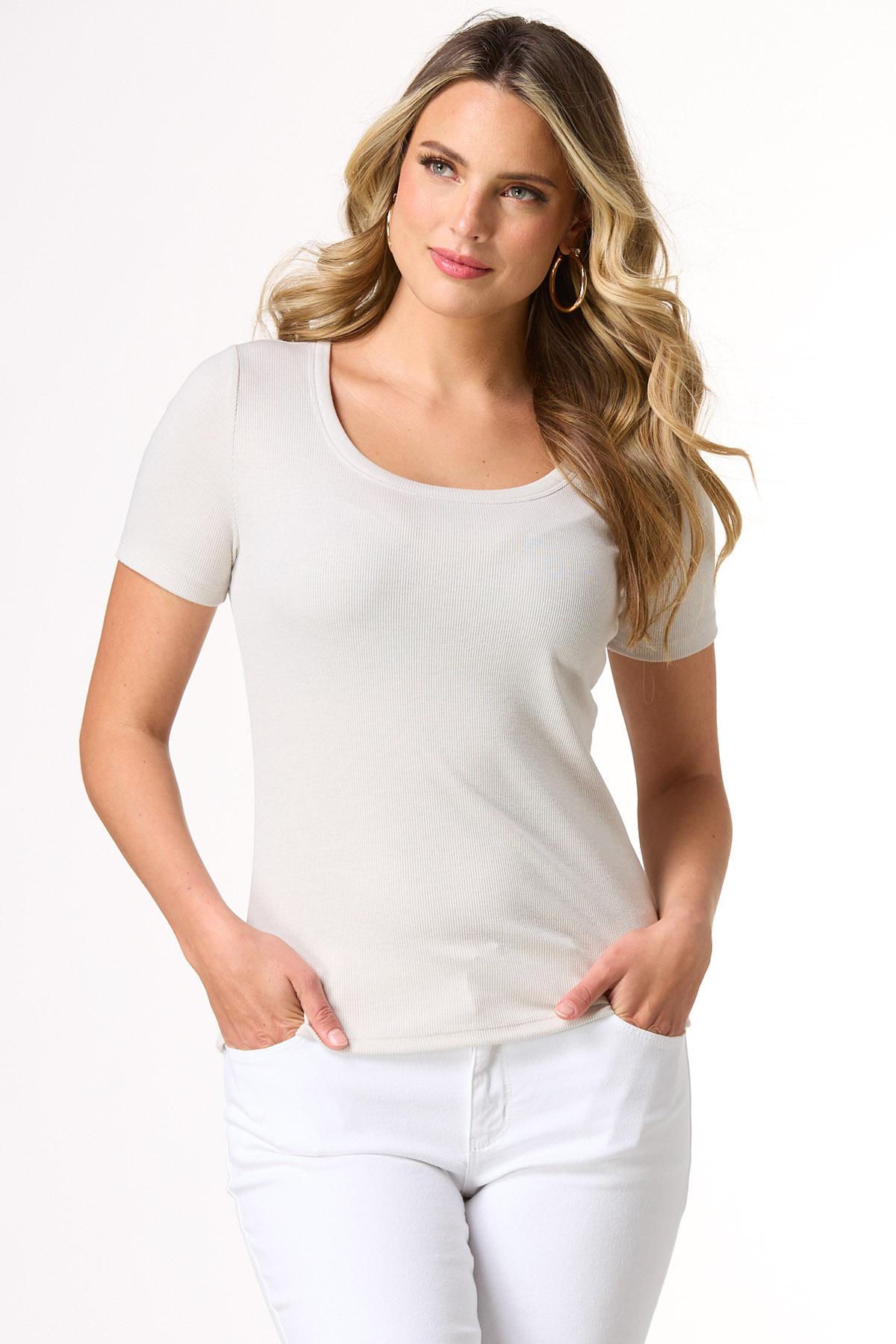  Cato Fashions | Cato Solid Ribbed Scoop Neck Top