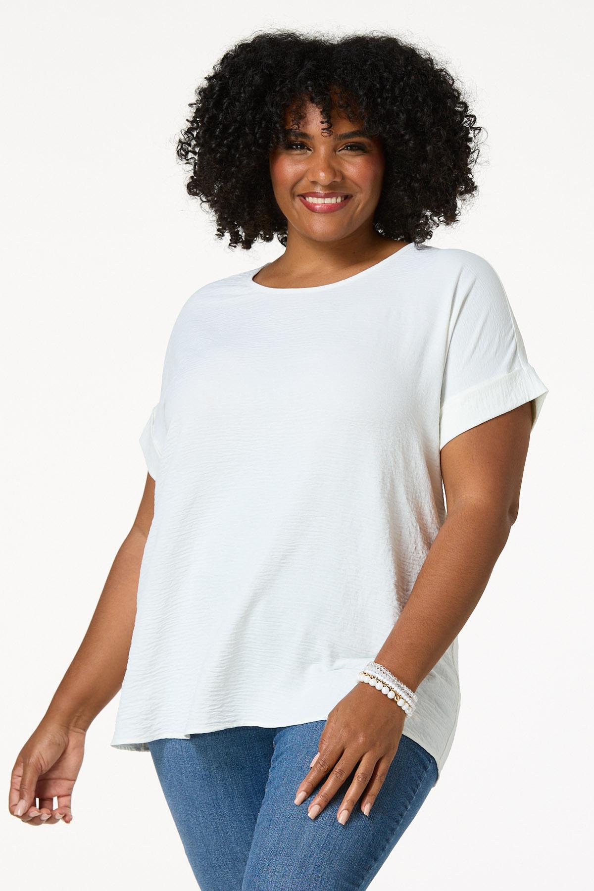  Cato Fashions | Cato Plus Size Flowy Roll Tab Top