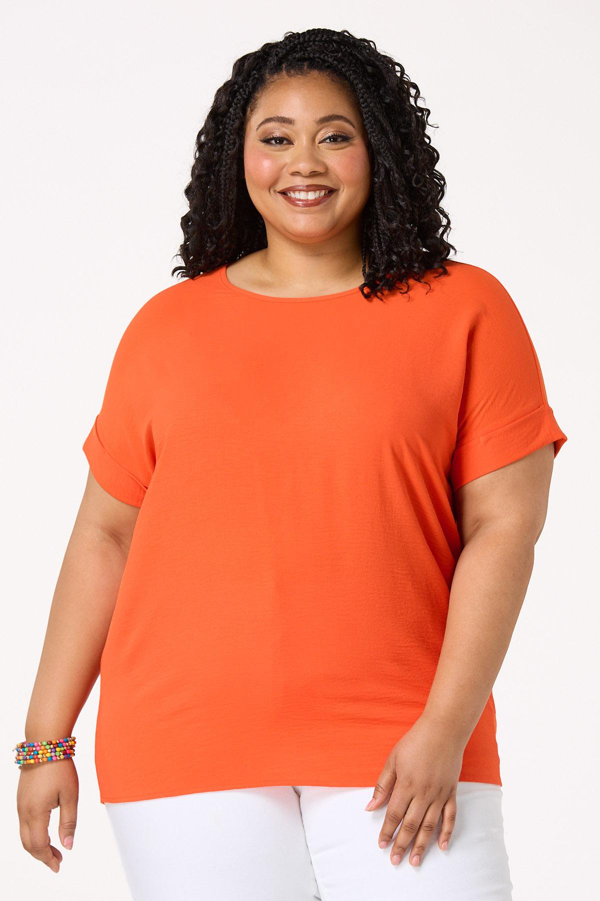  Cato Fashions | Cato Plus Size Flowy Roll Tab Top