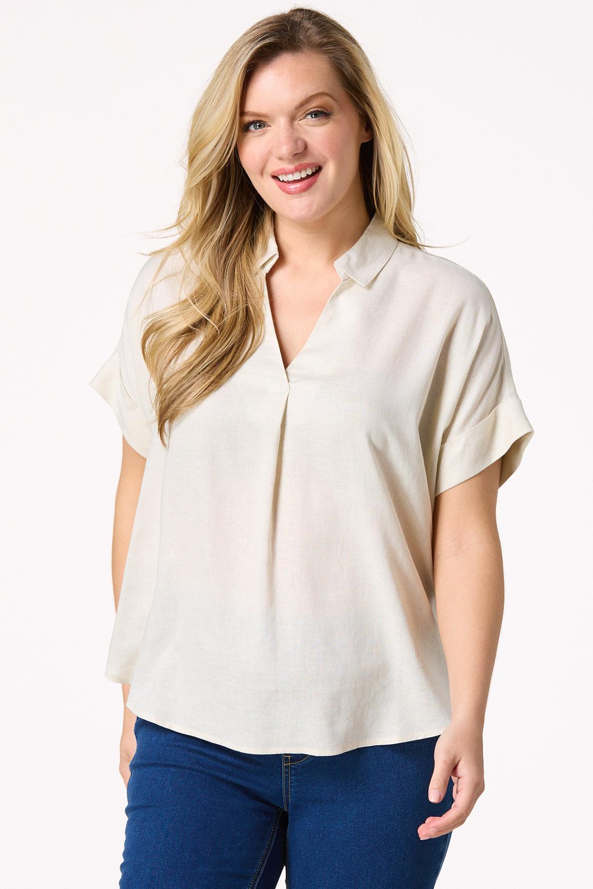 Cato Fashions | Cato Linen Button Back Top