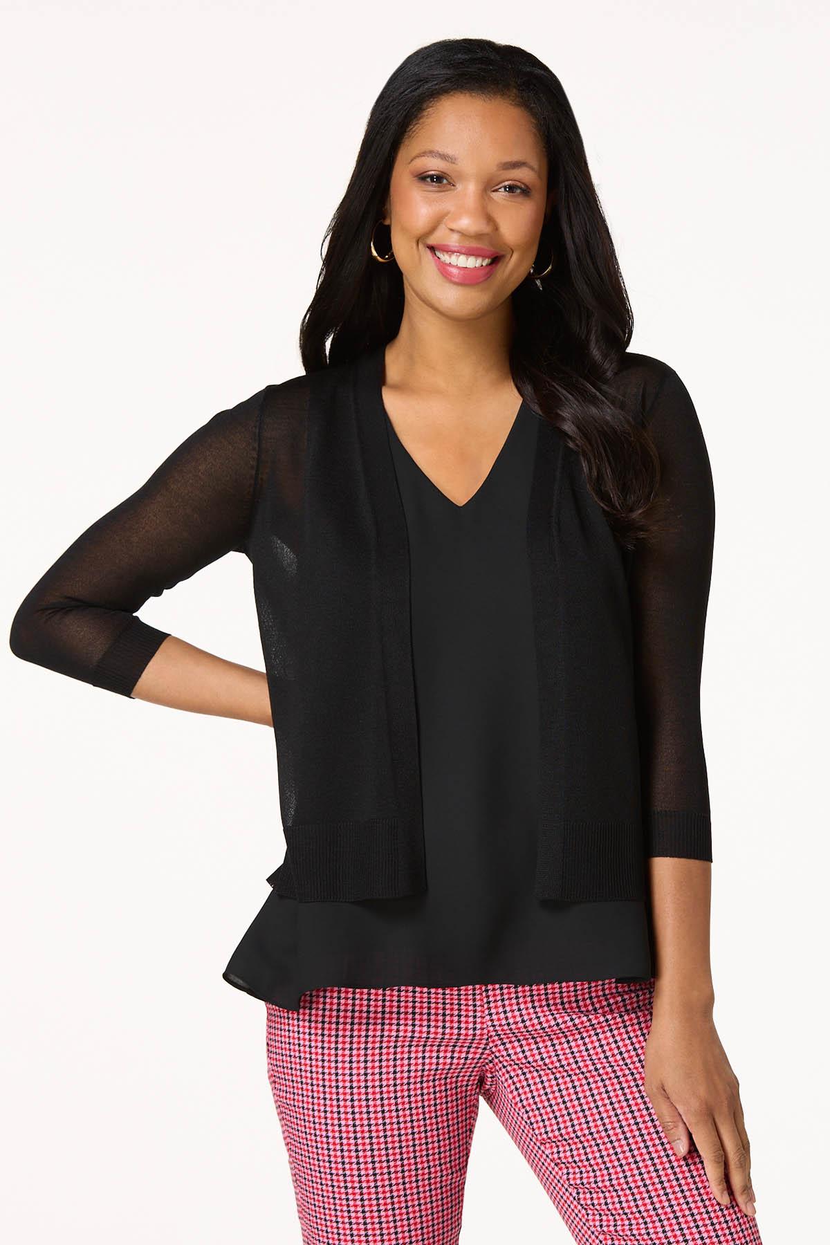 トップス ENOF sheer cardigan Women See Through Y2K Mesh Shrug Cardigan Top Long Sleeve