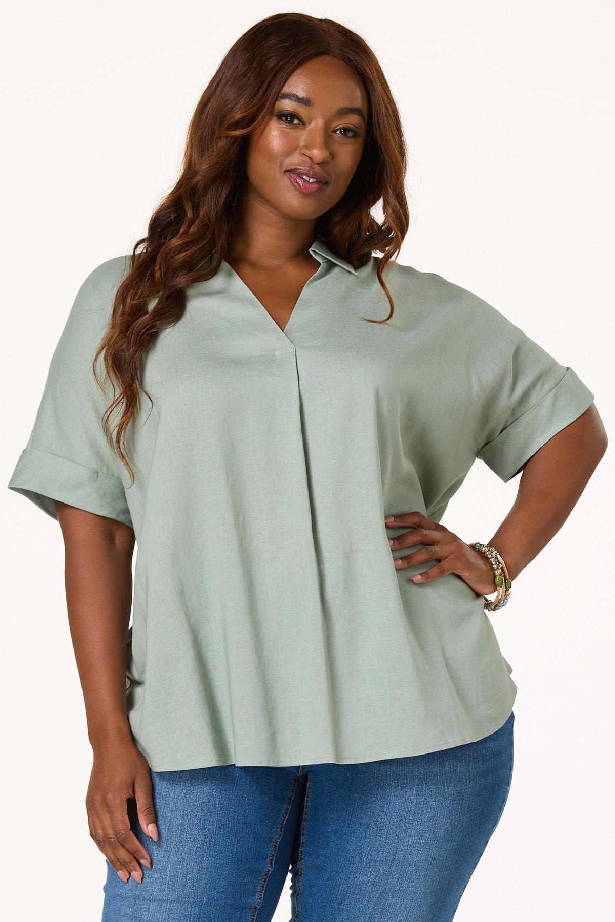 Cato Fashions | Cato Plus Size Linen Button Back Top