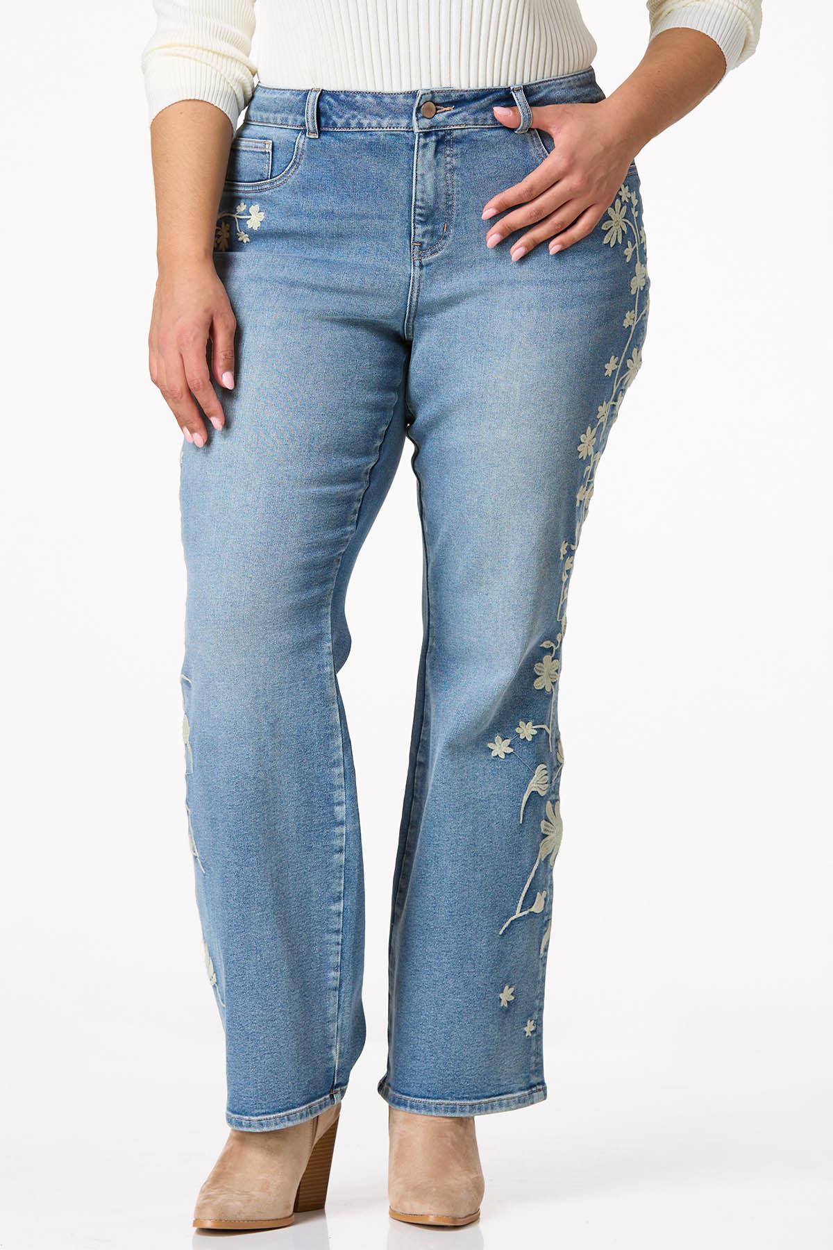 Flare Jeans Plus Size Stretch Embroidered Jeans Cato Fashions Cato