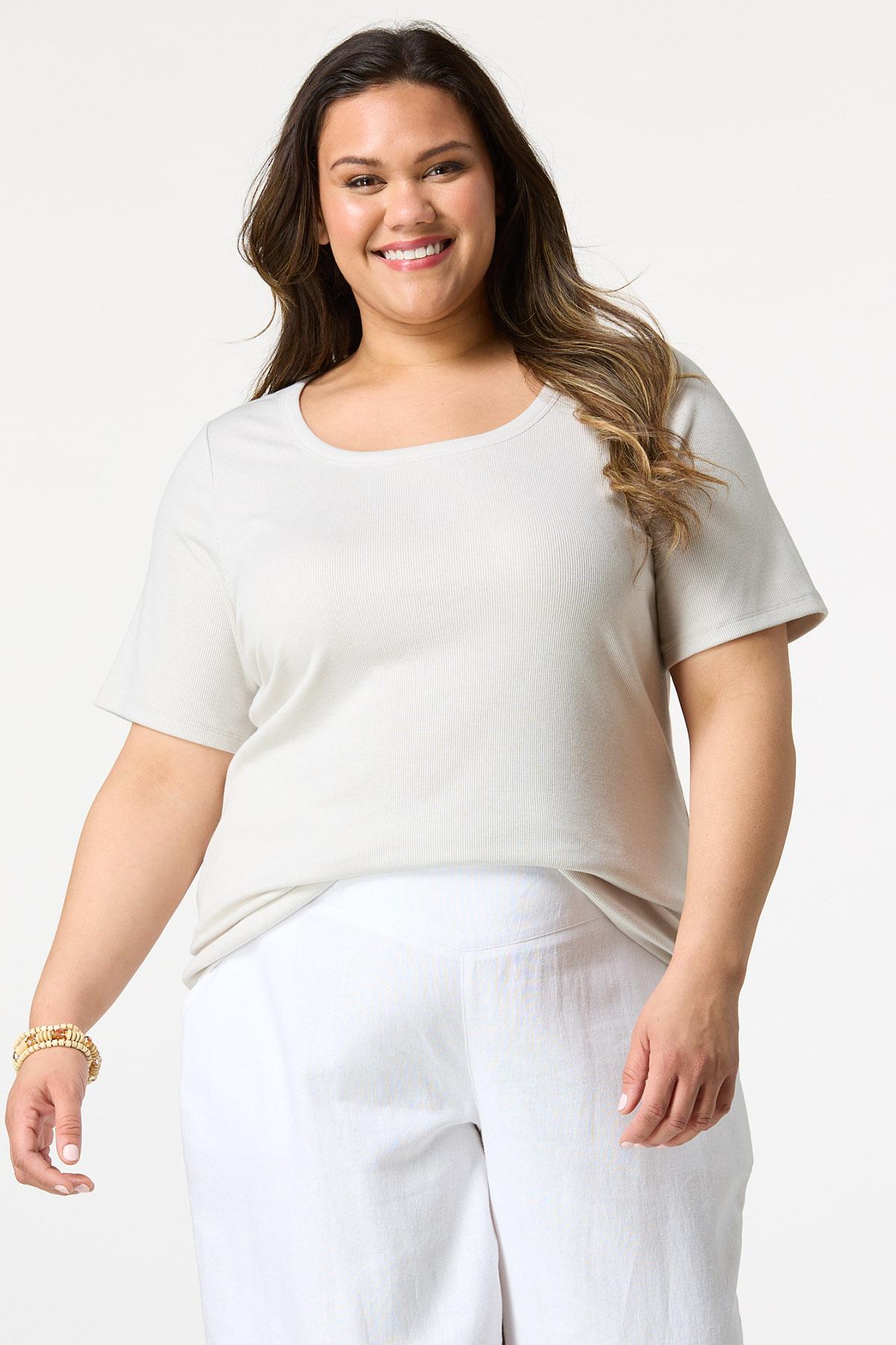 Cato Fashions | Cato Plus Size Solid Ribbed Scoop Neck Top