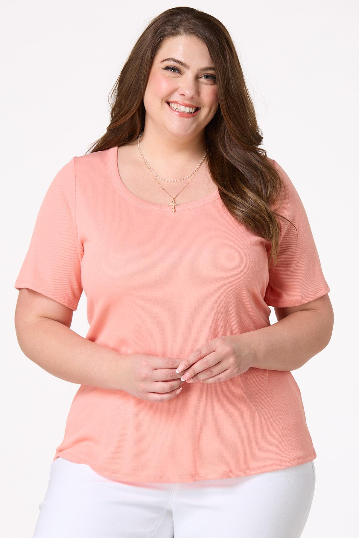 売れ筋商品|||ルビーロード カットソー トップス レディース Plus Size Scoop Neck Clip Dot Texture Solid Top Cyclamen ルビーロード レディース カットソー トップス Plus Size Scoop