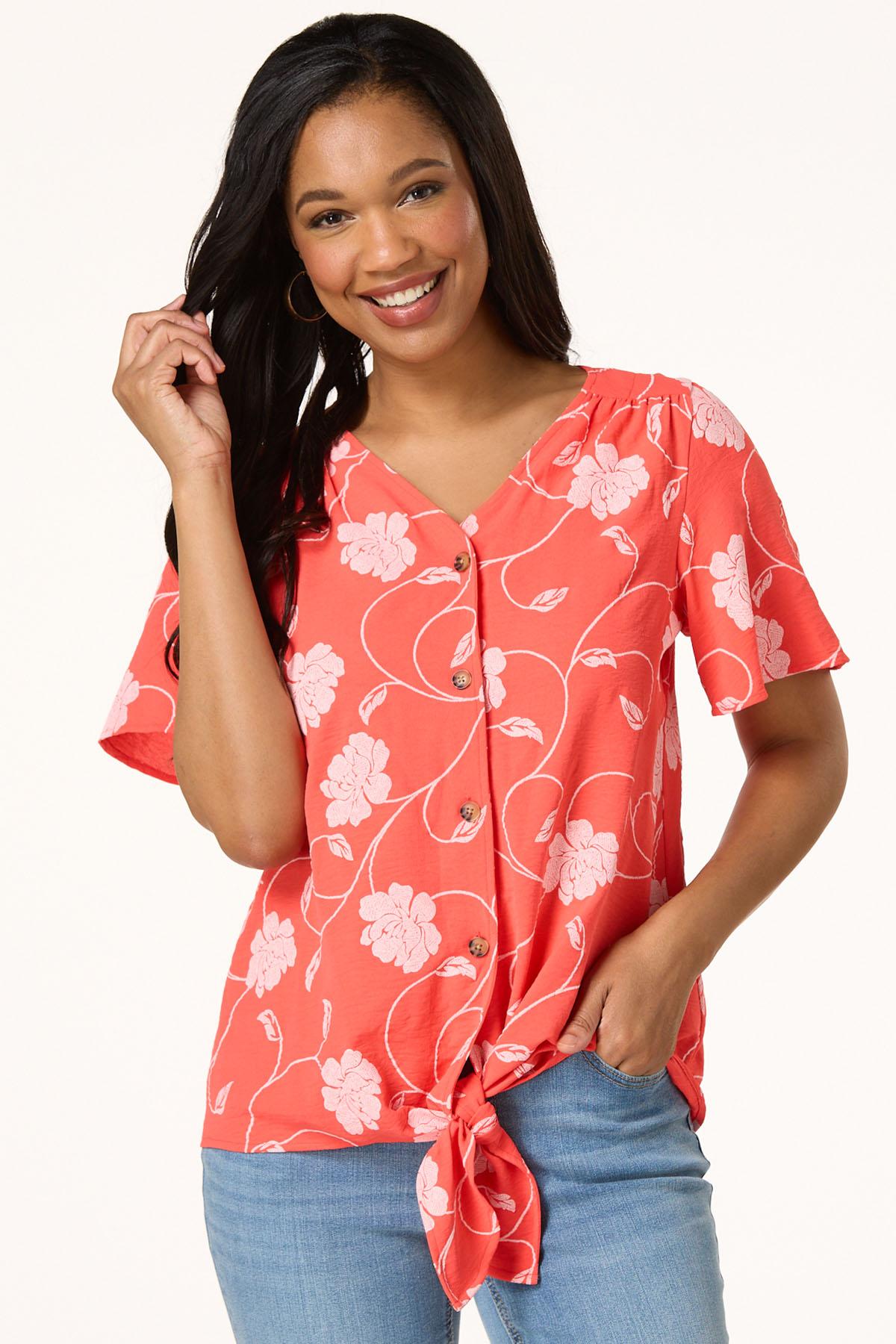  Cato Fashions | Cato Floral Button Down Tie Top
