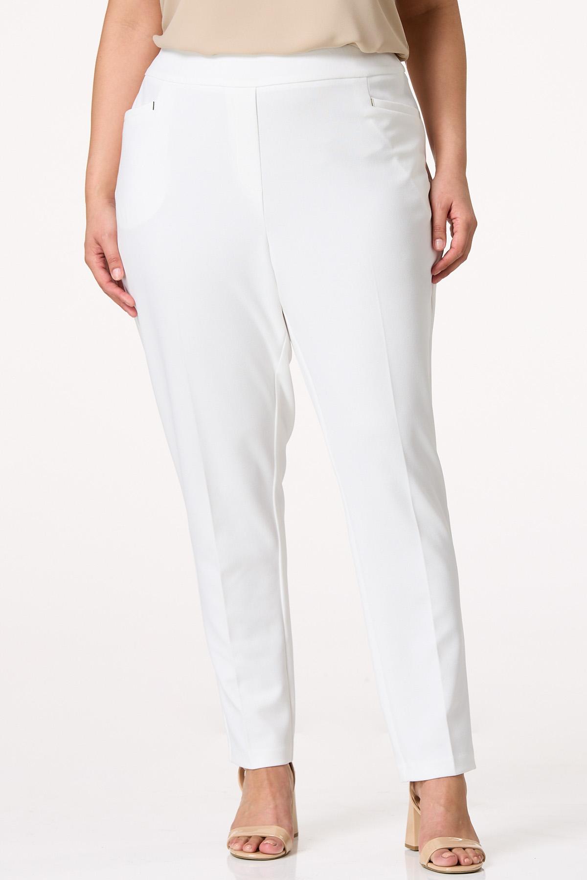 Cato Fashions | Cato Plus Petite Ivory Slim Ankle Pants