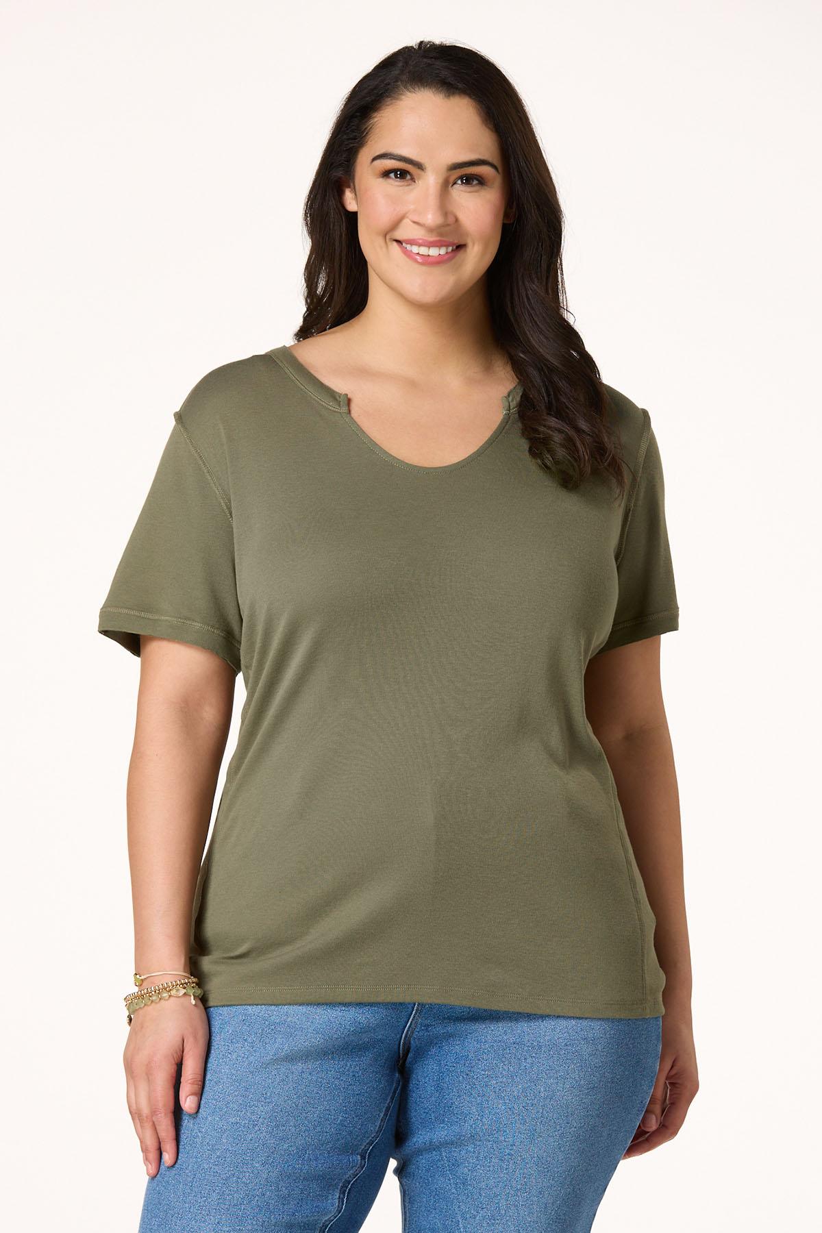  Cato Fashions | Cato Plus Size Solid Raw Edge Top