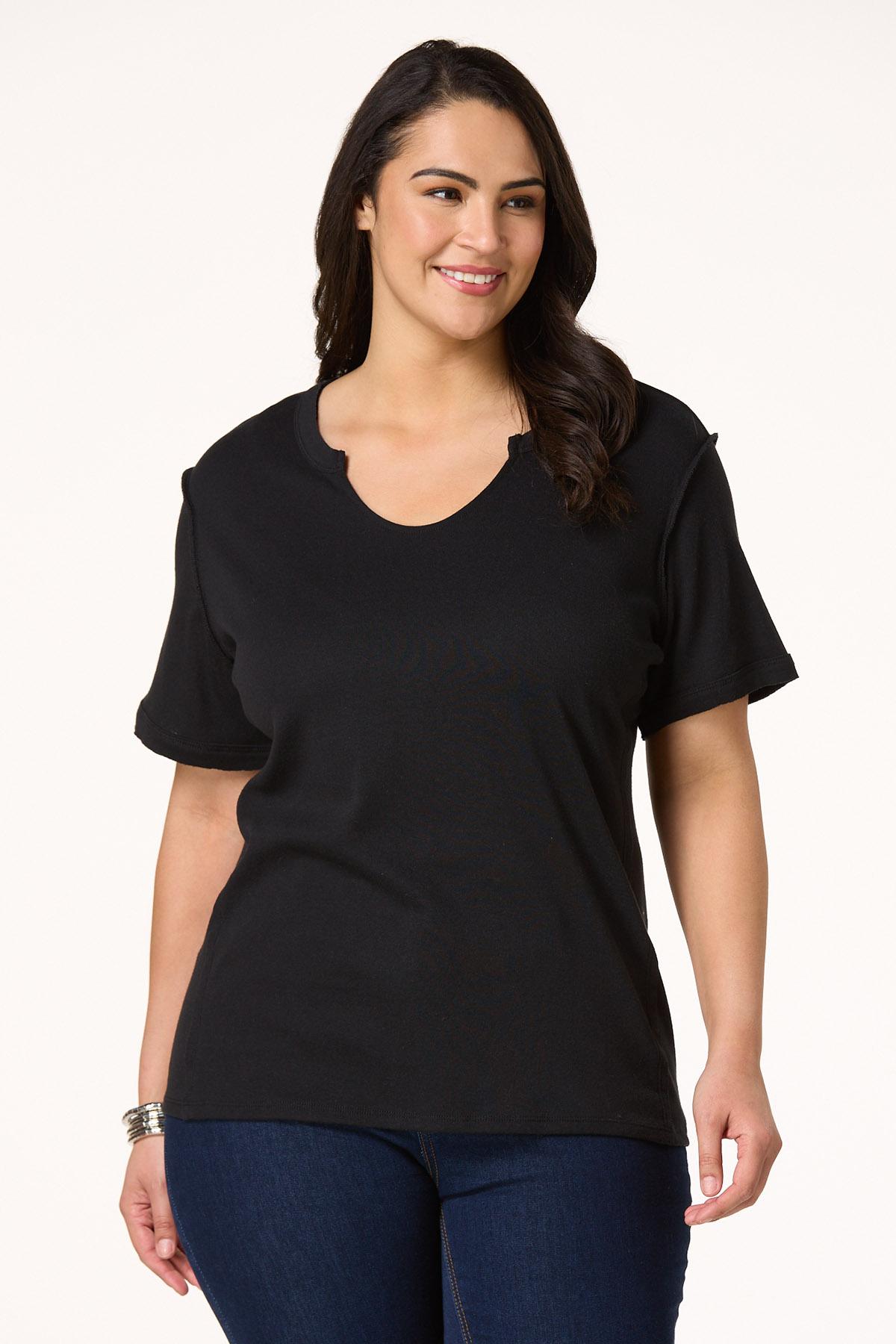  Cato Fashions | Cato Plus Size Solid Raw Edge Top