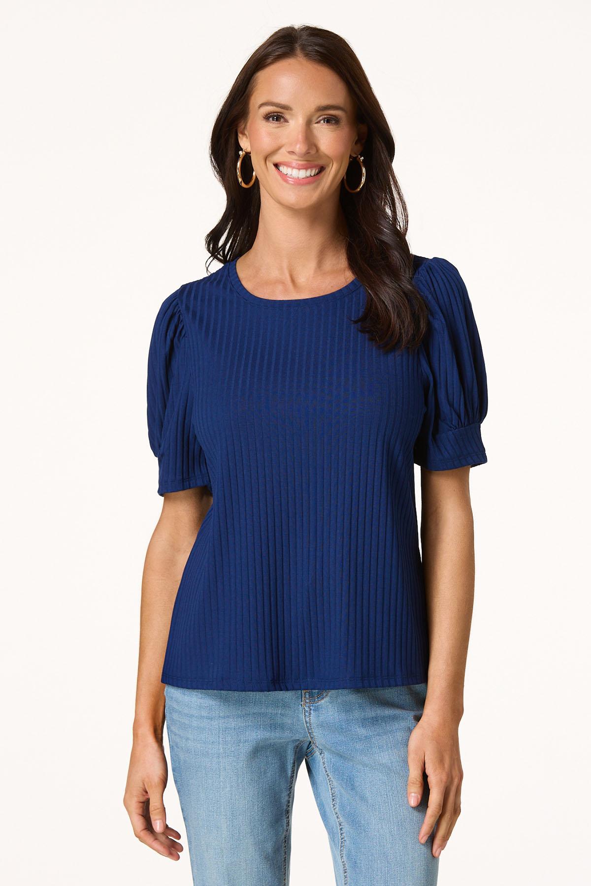 Cato Fashions | Cato Ribbed Puff Sleeve Top