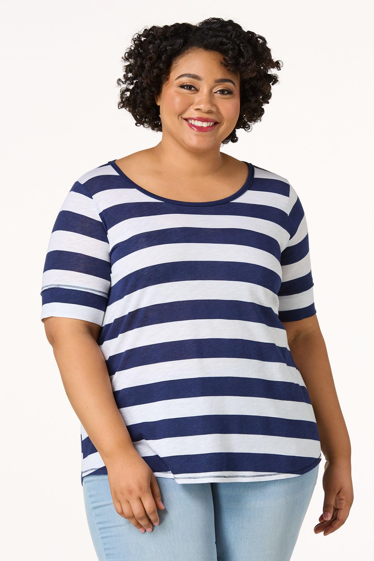  Cato Fashions | Cato Plus Size Stripe Slub Tee