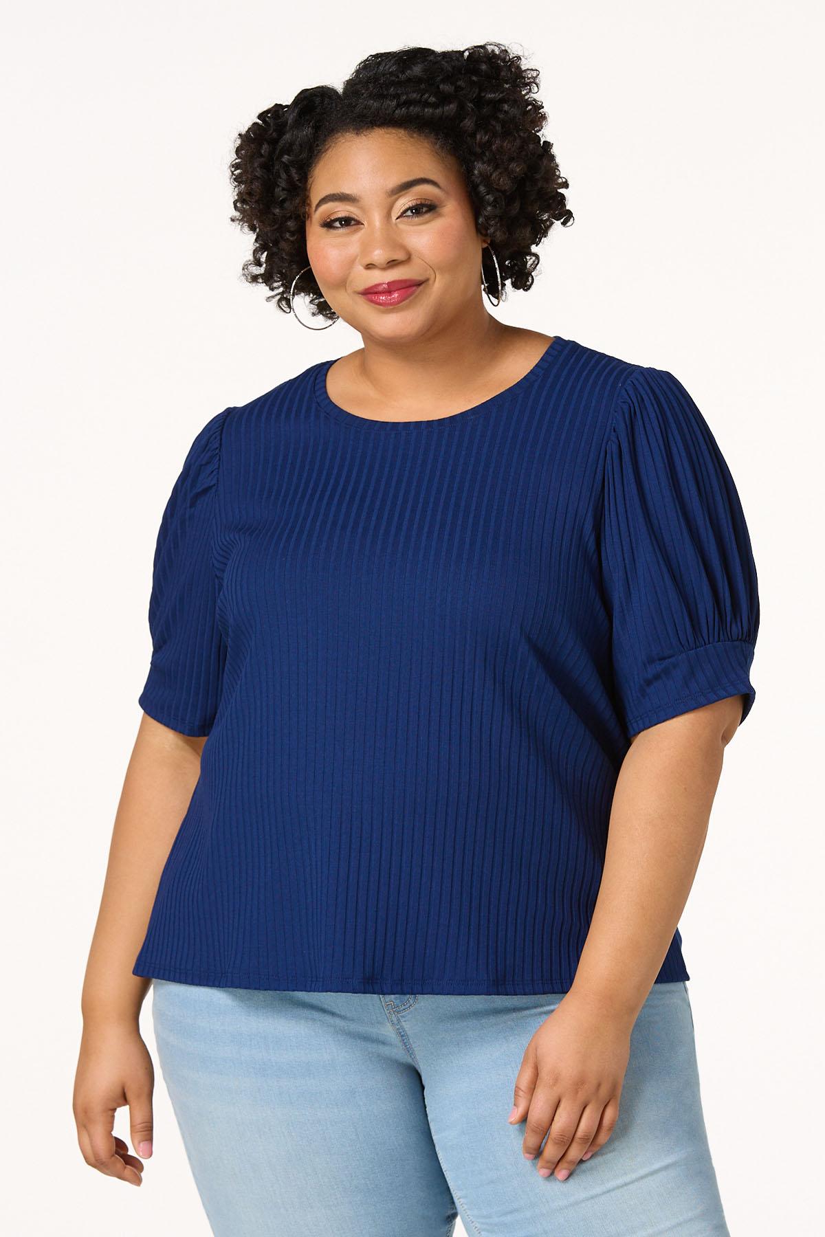  Cato Fashions | Cato Plus Size Ribbed Puff Sleeve Top
